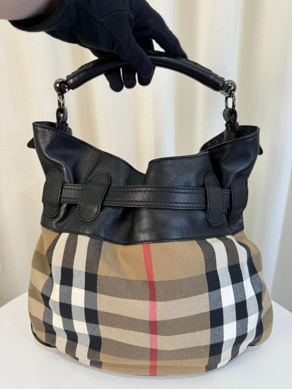 Burberry Black/Beige House Check Bromley Hobo Bag