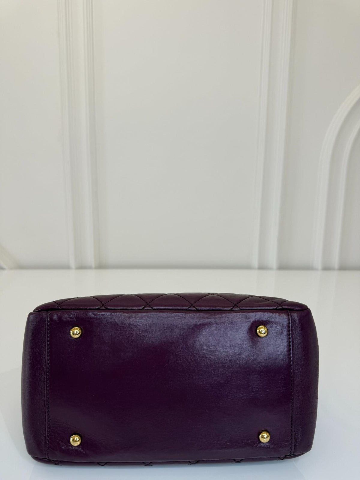 Chanel Purple Quilted Lambskin Leather Petite Shopping Bag