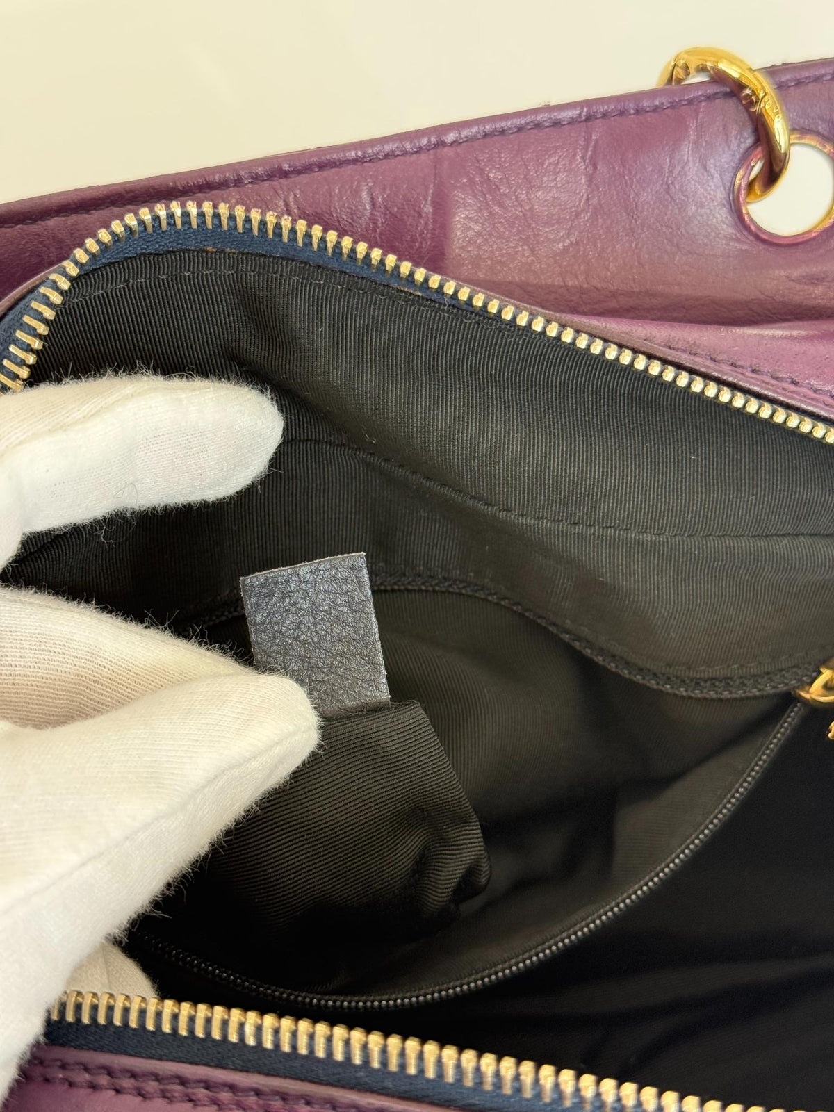 Chanel Purple Quilted Lambskin Leather Petite Shopping Bag