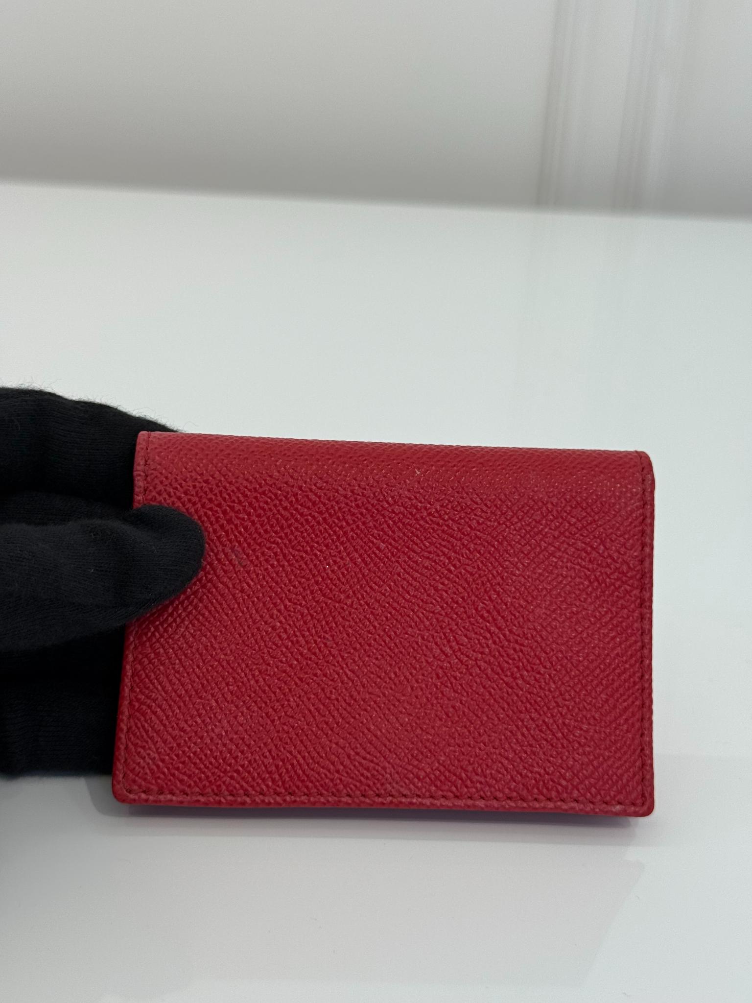 Dolce Gabbana Red Leather Logo Plaque Bifold Cardholder