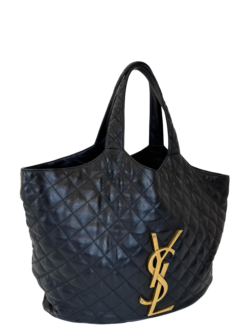 Saint Laurent Icare Maxi Quilted Tote Bag Black