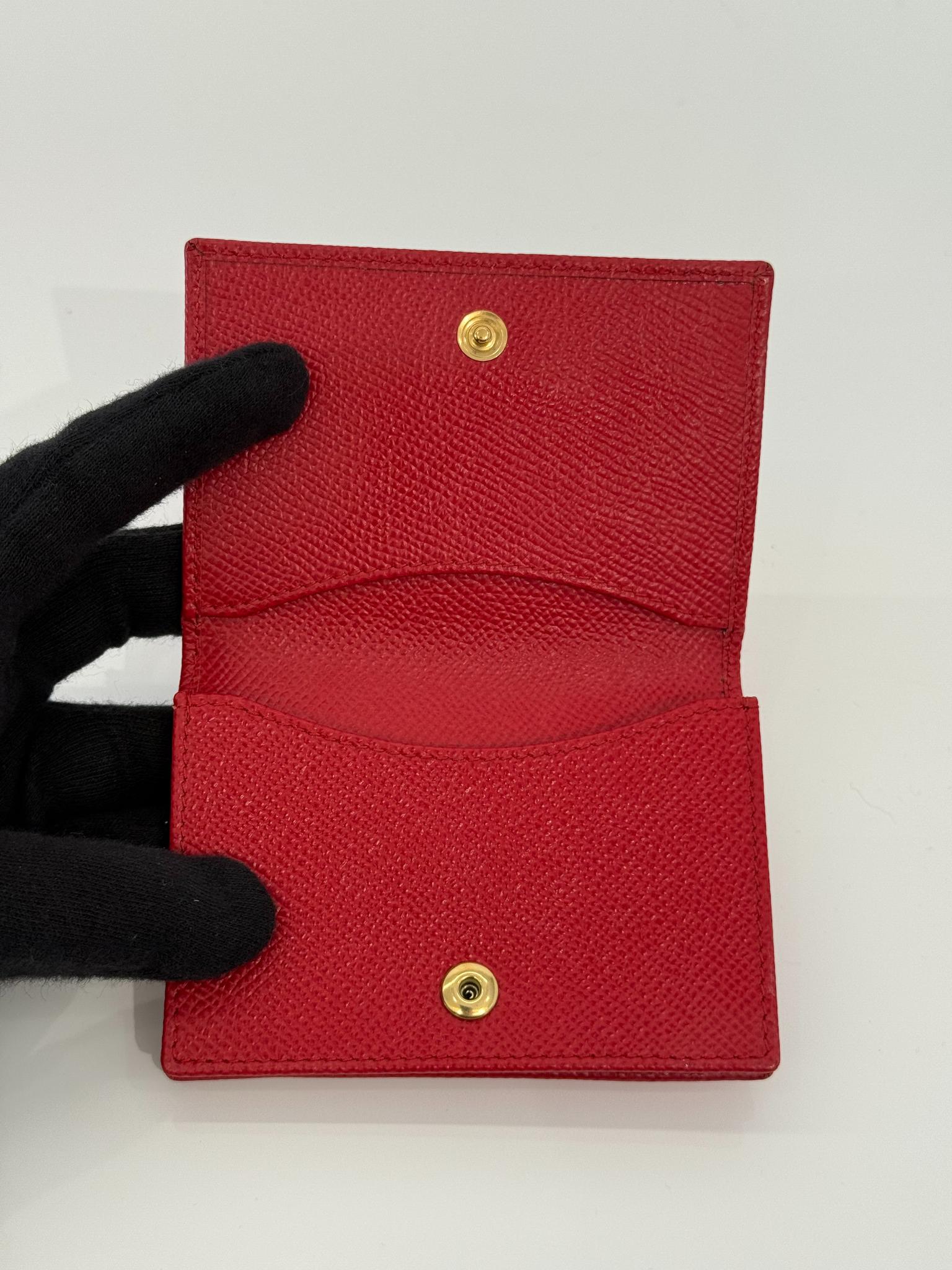 Dolce Gabbana Red Leather Logo Plaque Bifold Cardholder