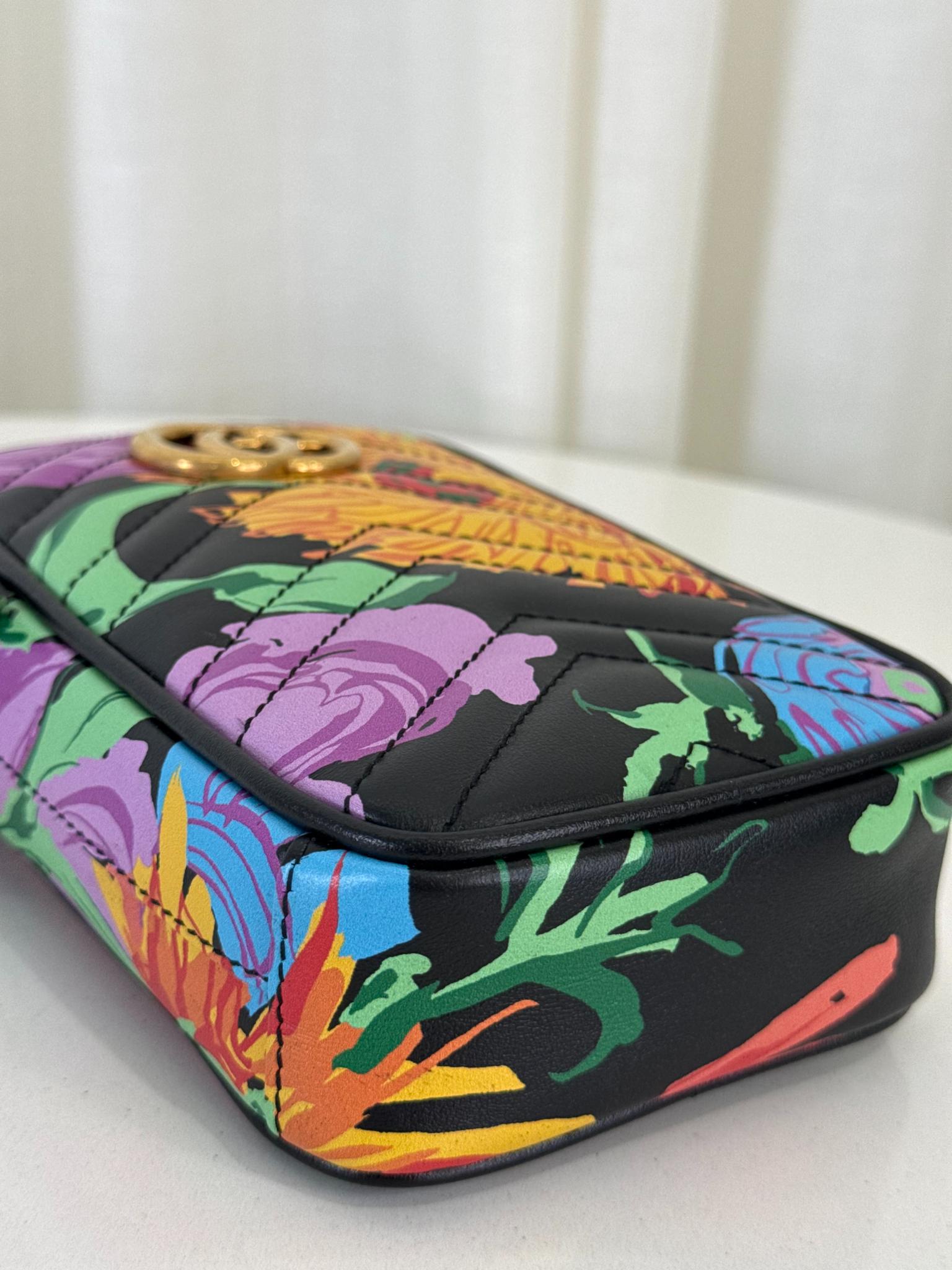 Gucci x Ken Scott Limited Edition Floral GG Marmont Vertical Phone Crossbody Bag