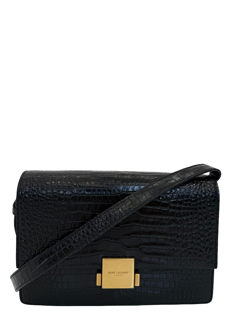 Saint Laurent Bellechasse Medium Croc Embossed Crossbody Bag