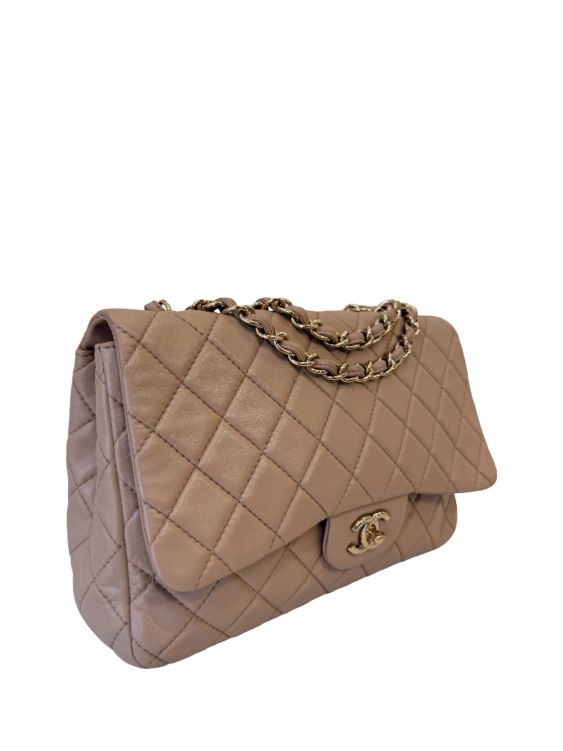 Chanel Jumbo Classic Single Flap Beige Nappa Lambskin Leather