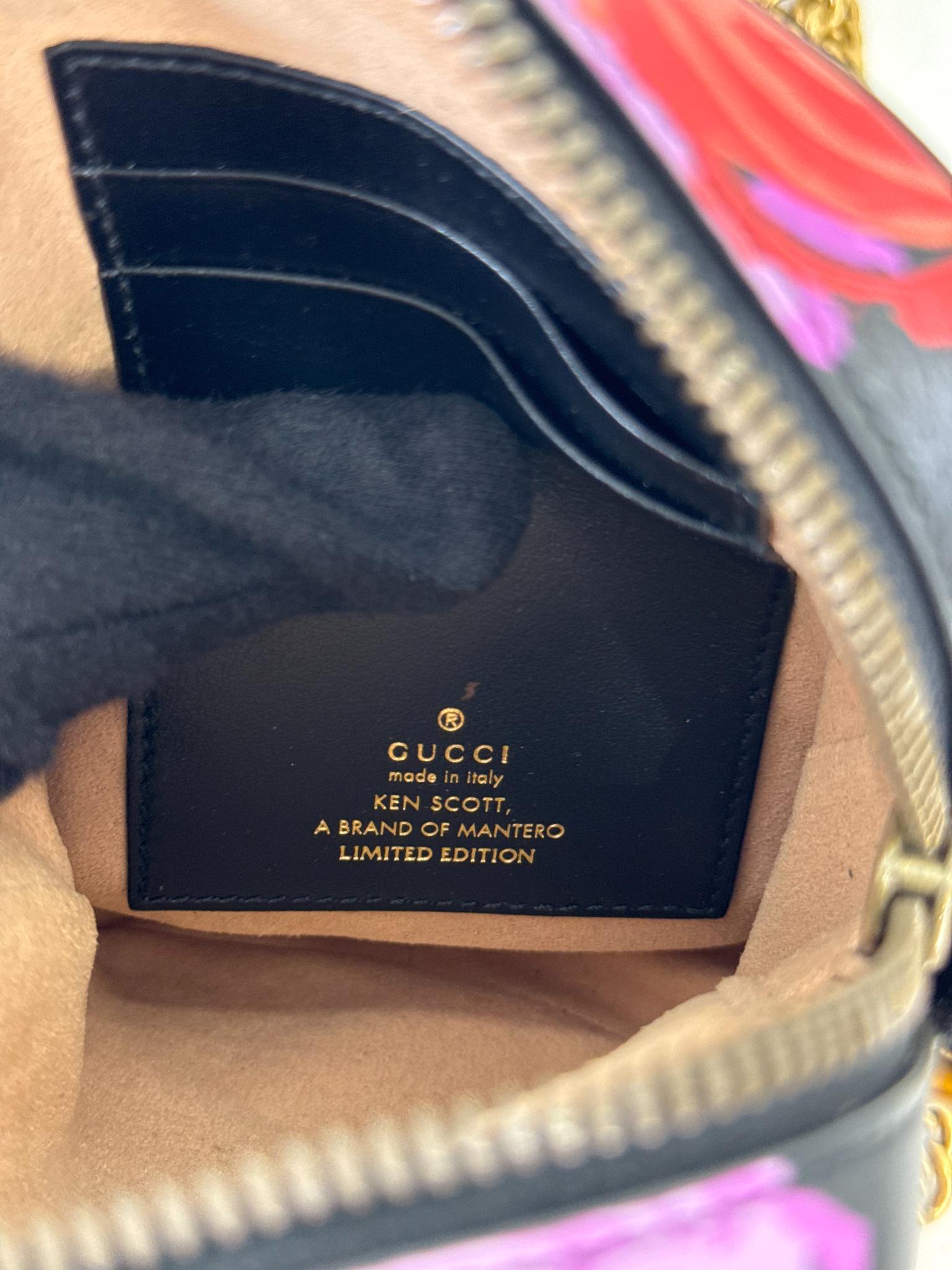Gucci x Ken Scott Limited Edition Floral GG Marmont Vertical Phone Crossbody Bag