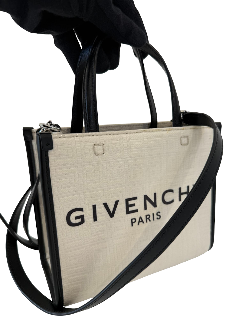 Givenchy G-Tote Ivory/Black Cotton-Blend Mini Tote Bag