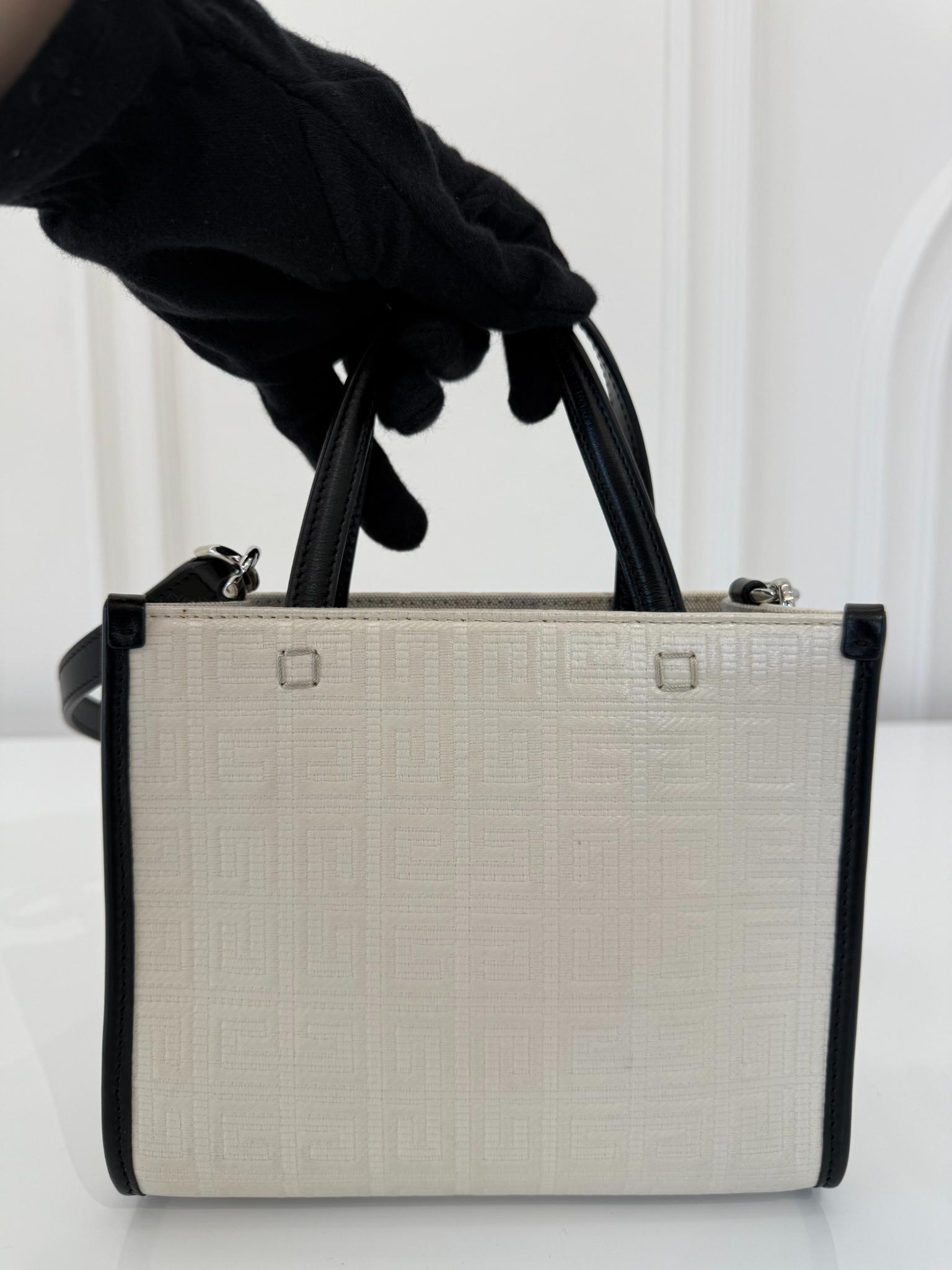 Givenchy G-Tote Ivory/Black Cotton-Blend Mini Tote Bag
