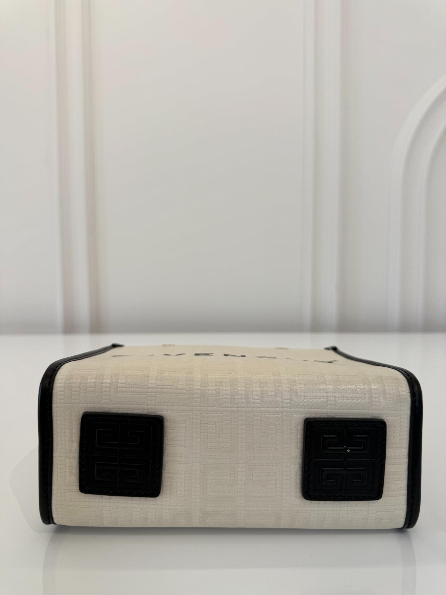 Givenchy G-Tote Ivory/Black Cotton-Blend Mini Tote Bag