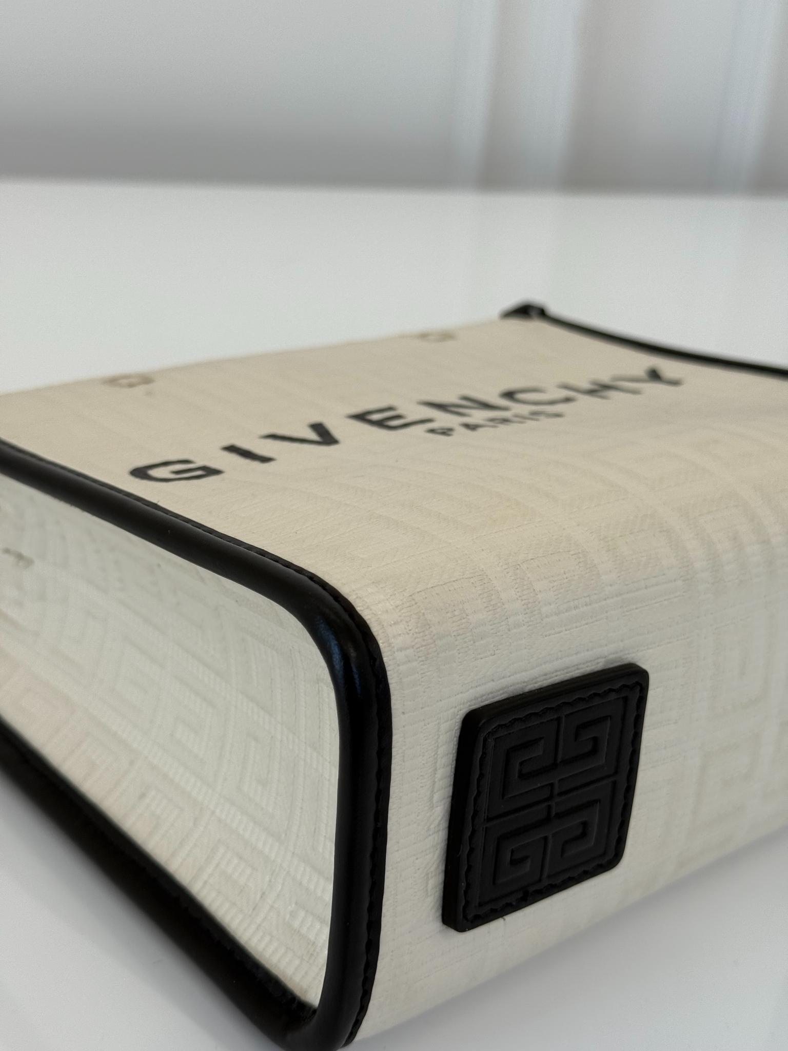 Givenchy G-Tote Ivory/Black Cotton-Blend Mini Tote Bag