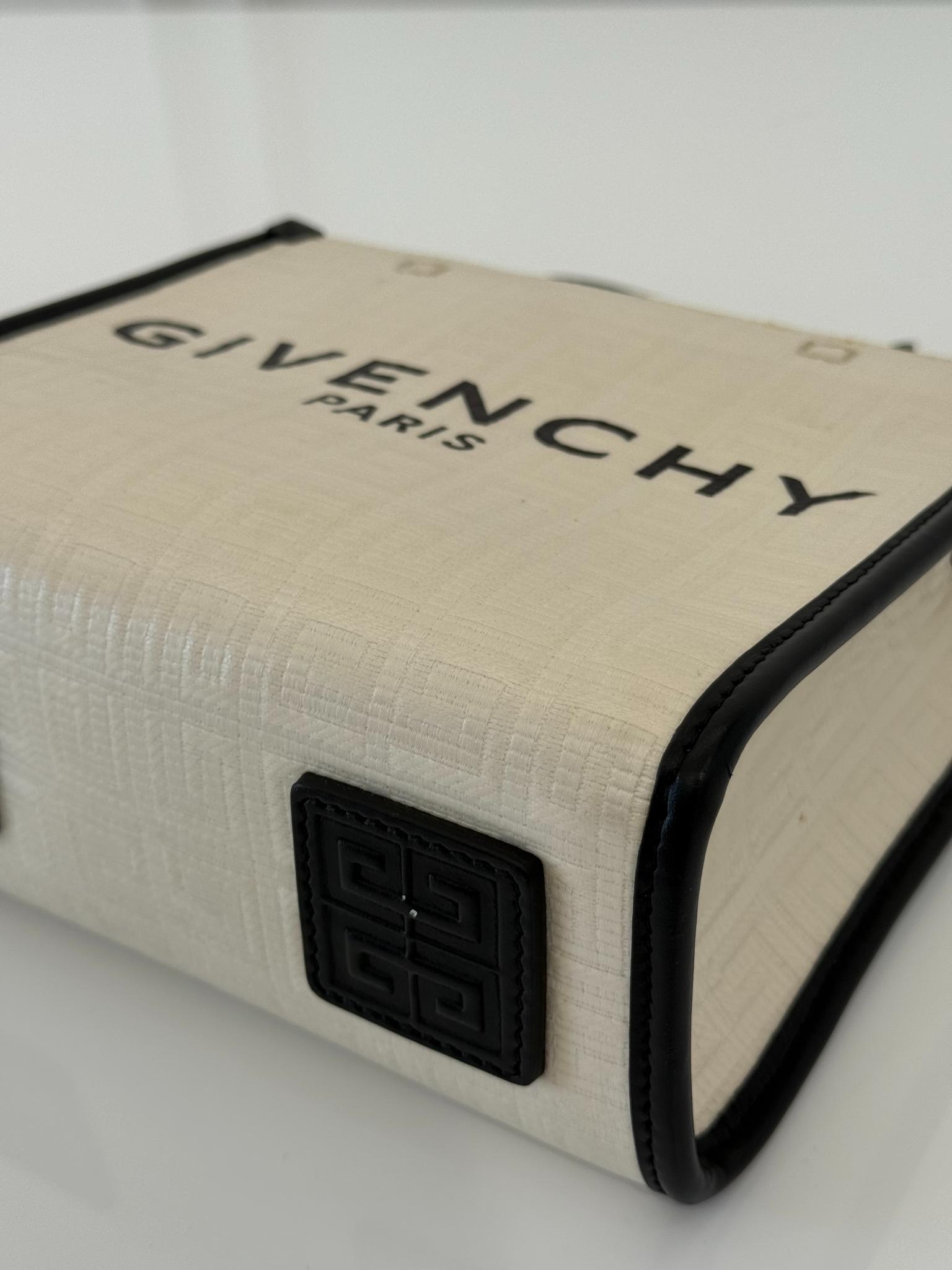Givenchy G-Tote Ivory/Black Cotton-Blend Mini Tote Bag