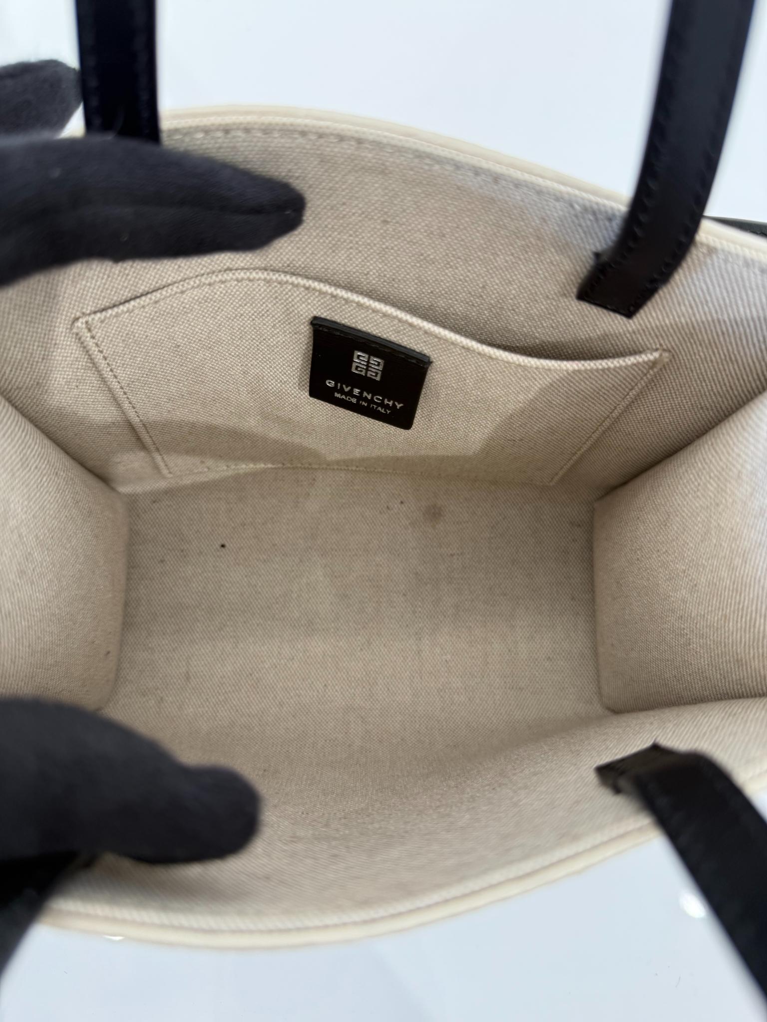 Givenchy G-Tote Ivory/Black Cotton-Blend Mini Tote Bag