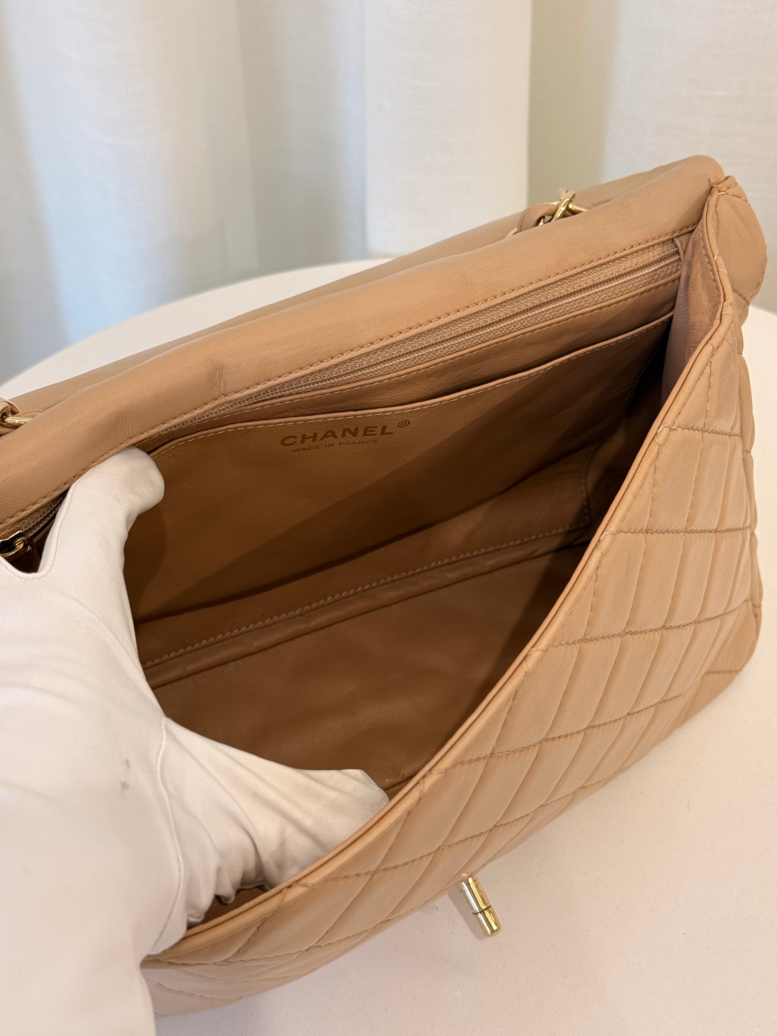 Chanel Jumbo Classic Single Flap Beige Nappa Lambskin Leather