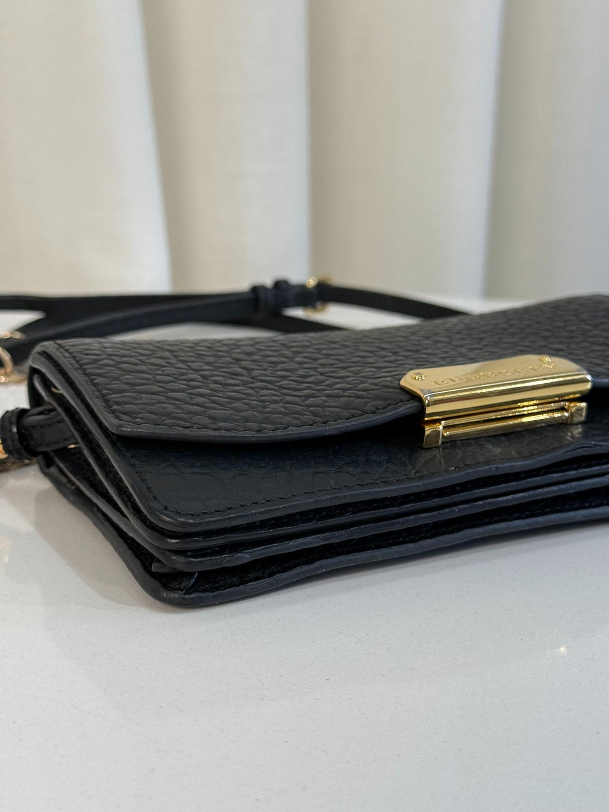 Burberry Small Signature Grain Leather Madison Chain Clutch Crossbody Bag