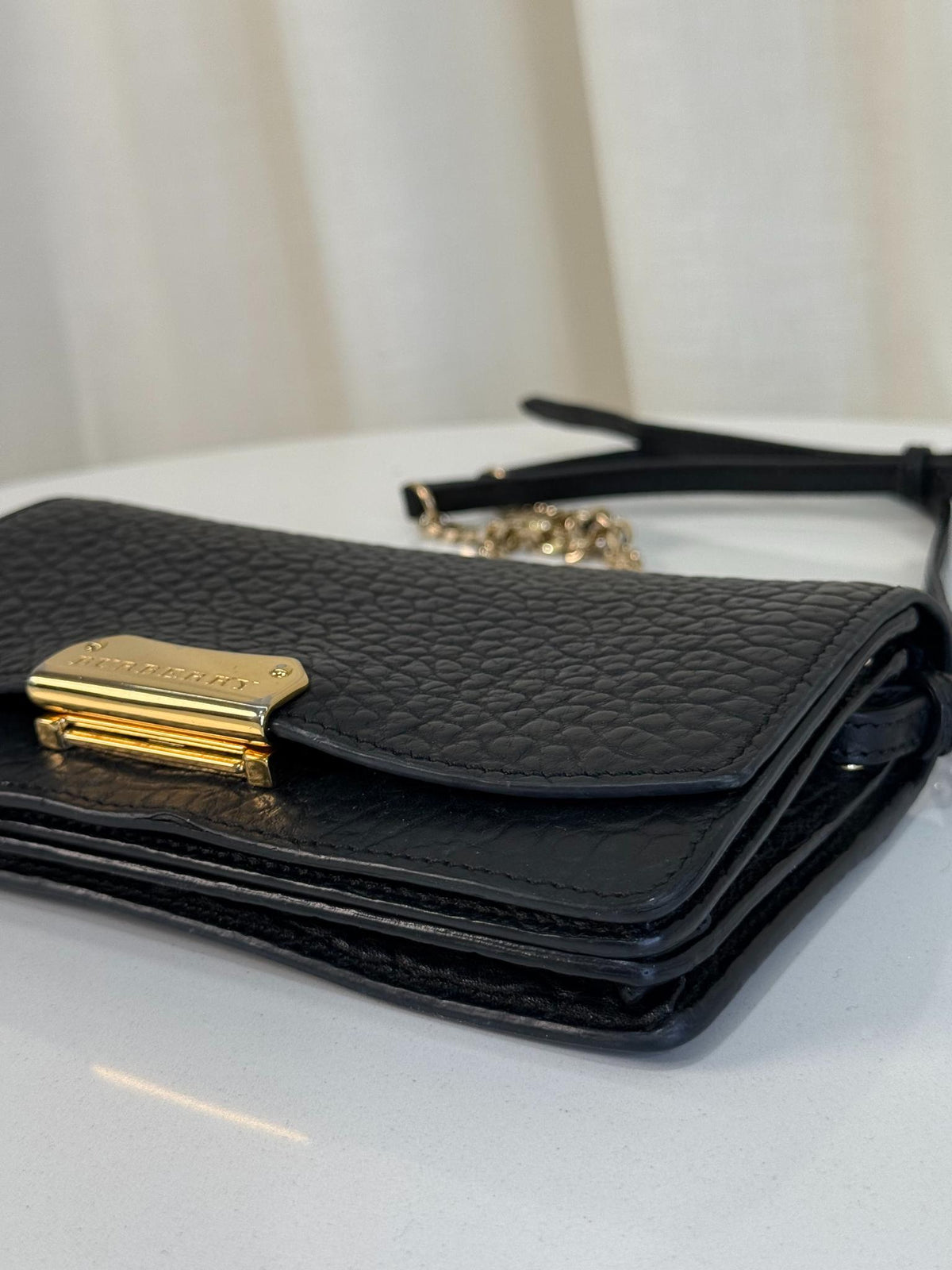 Burberry Small Signature Grain Leather Madison Chain Clutch Crossbody Bag