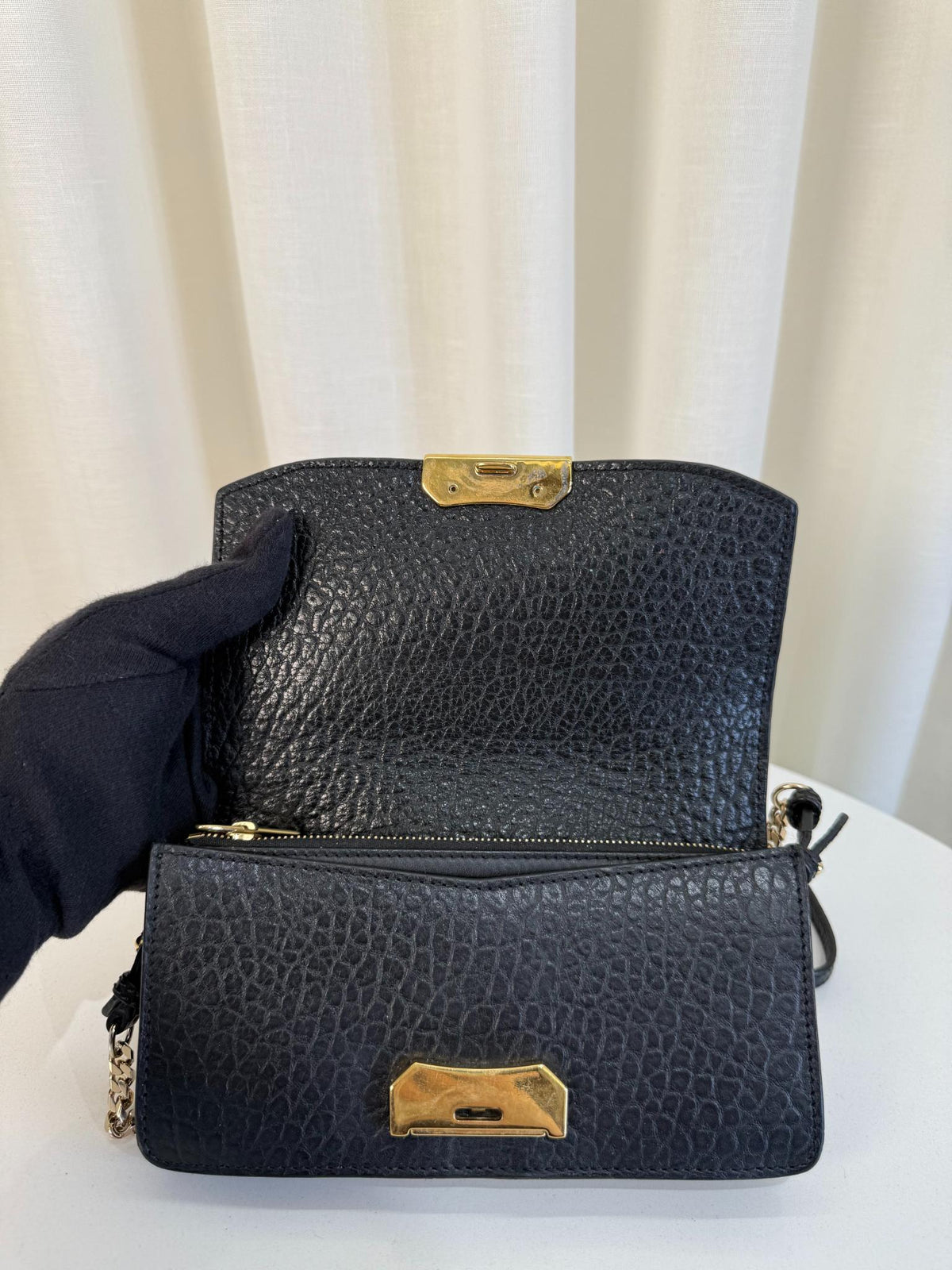 Burberry Small Signature Grain Leather Madison Chain Clutch Crossbody Bag