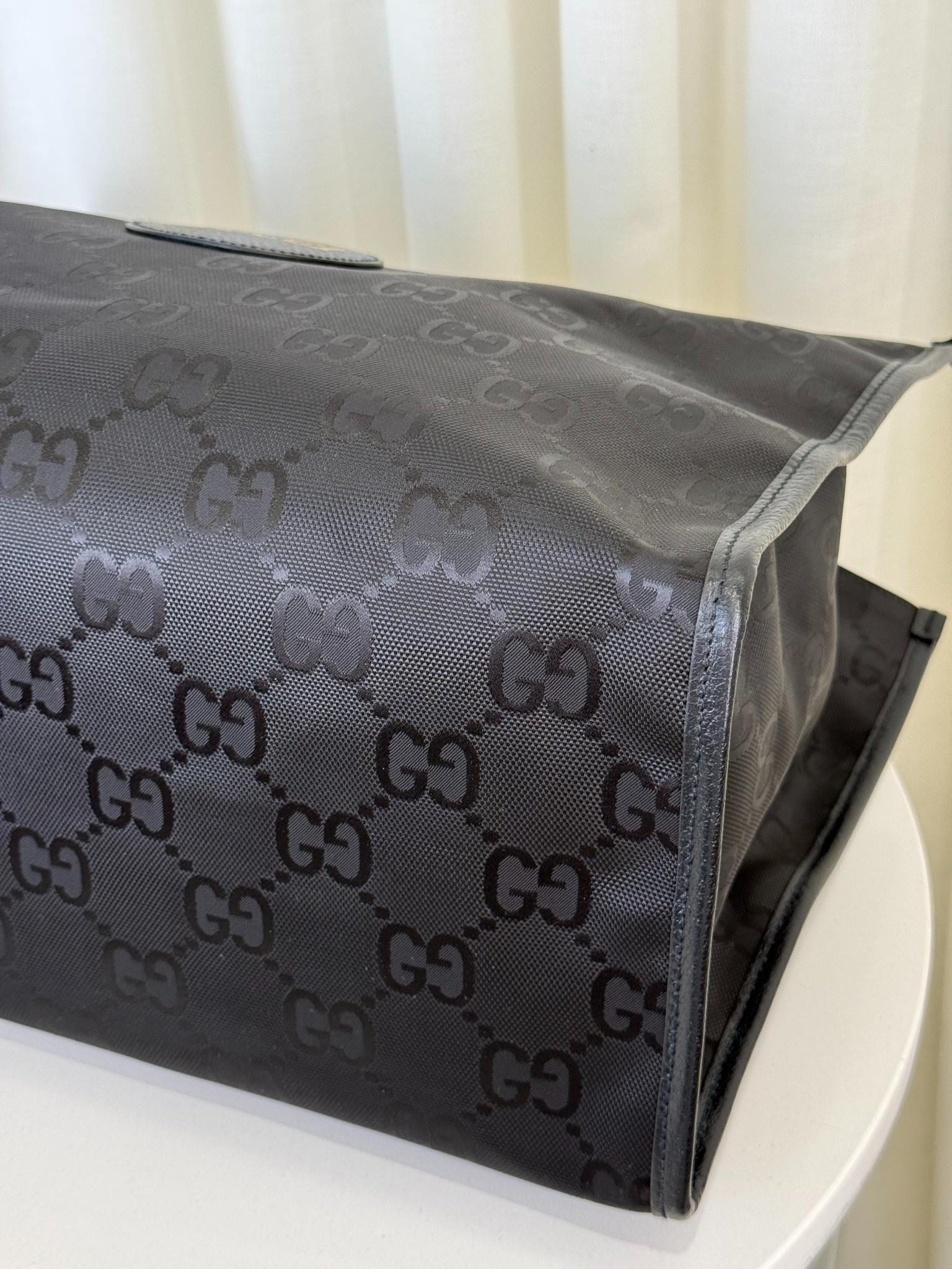 Gucci Econyl Nylon Monogram Large Off The Grid Tote Bag Black
