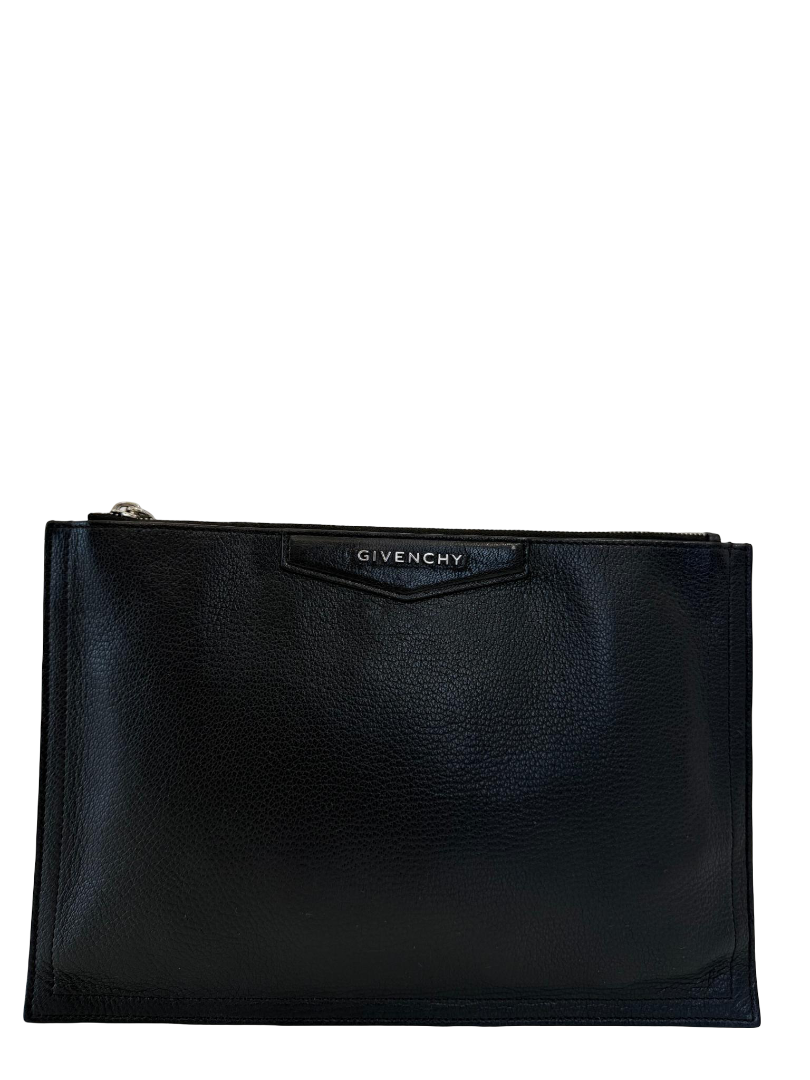 Givenchy Antigona Black Grained Goatskin Leather Pouch