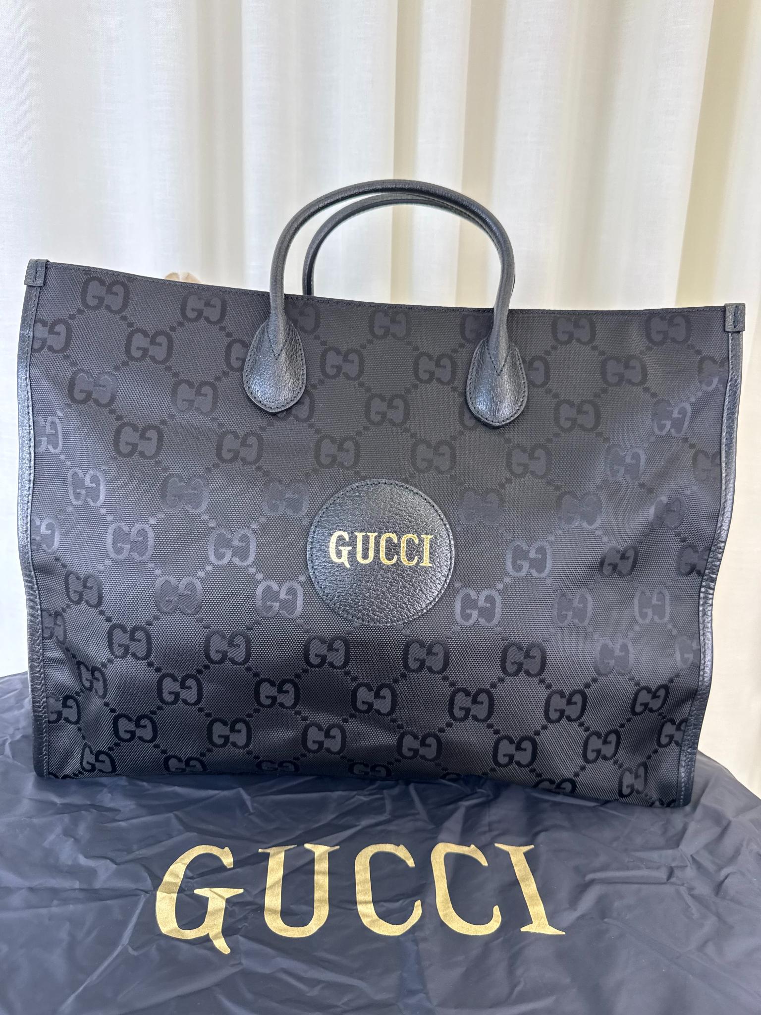 Gucci Econyl Nylon Monogram Large Off The Grid Tote Bag Black