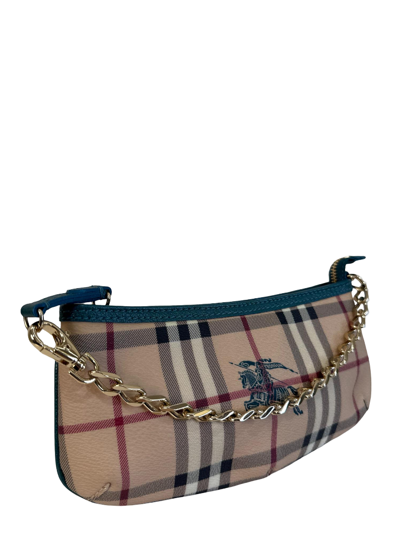 Burberry Anabel Pochette Beige/Blue Haymarket Check Coated Canvas