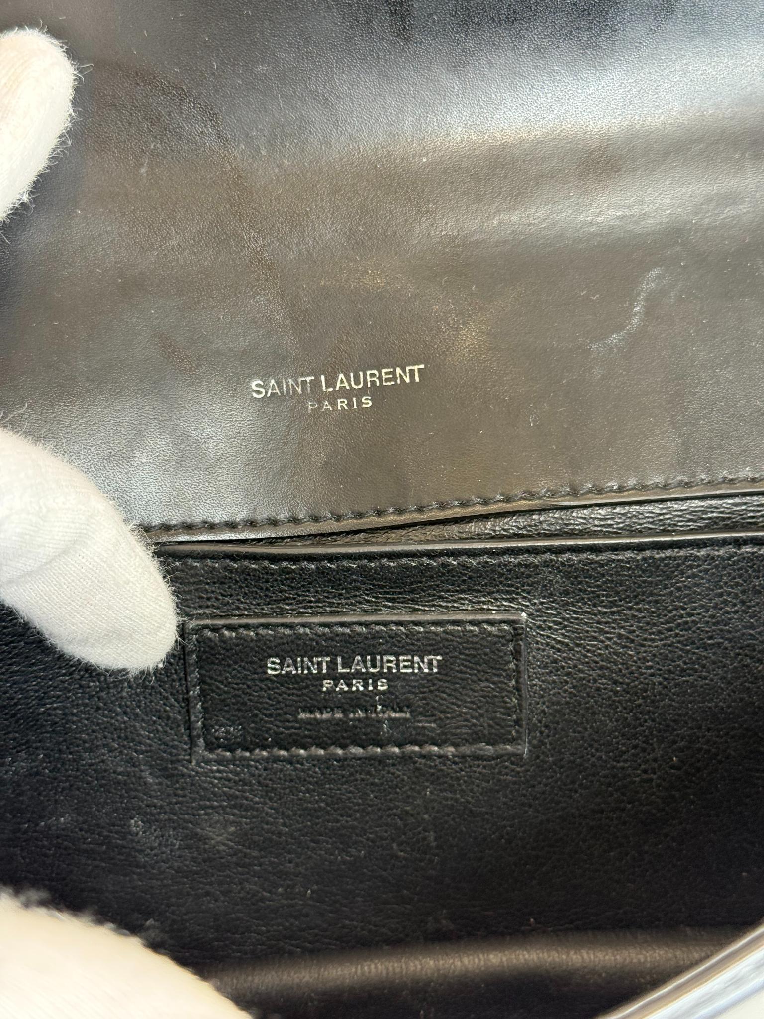 Saint Laurent Black Sequin Chevron Crossbody Bag