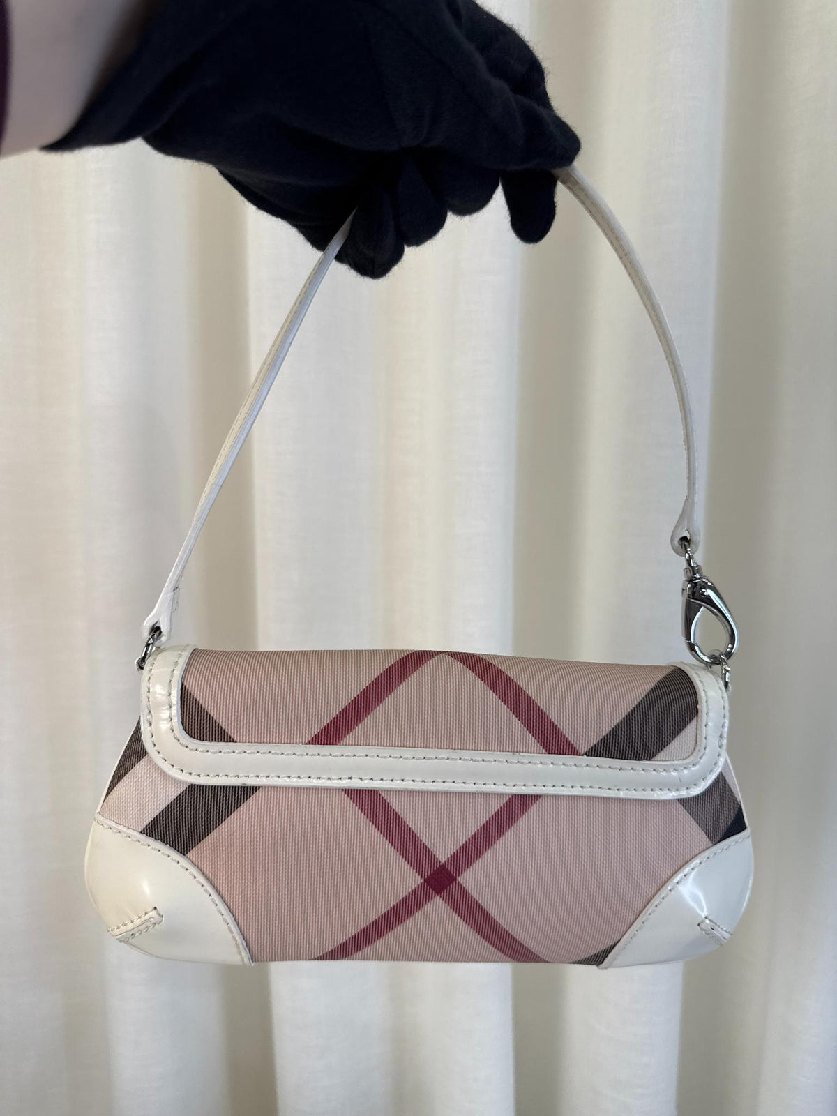 Burberry Beige/White Nova Check Canvas and Leather Mini Pochette