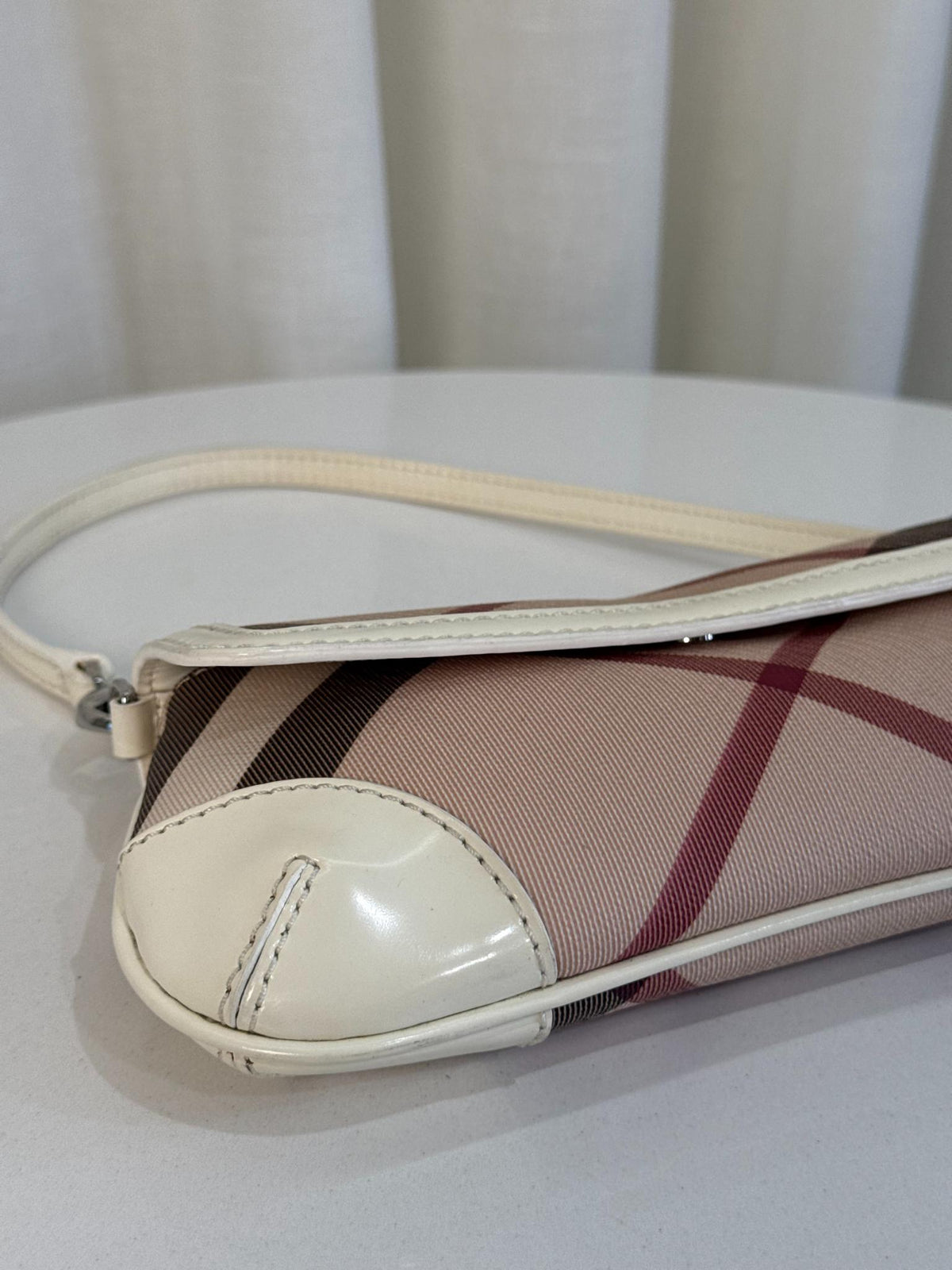 Burberry Beige/White Nova Check Canvas and Leather Mini Pochette