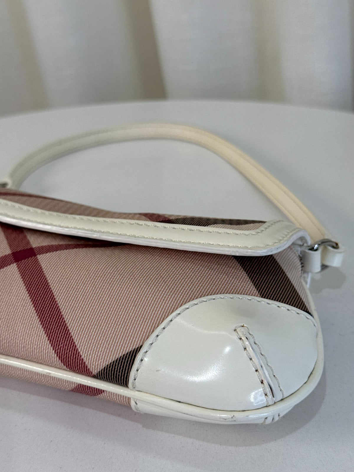 Burberry Beige/White Nova Check Canvas and Leather Mini Pochette