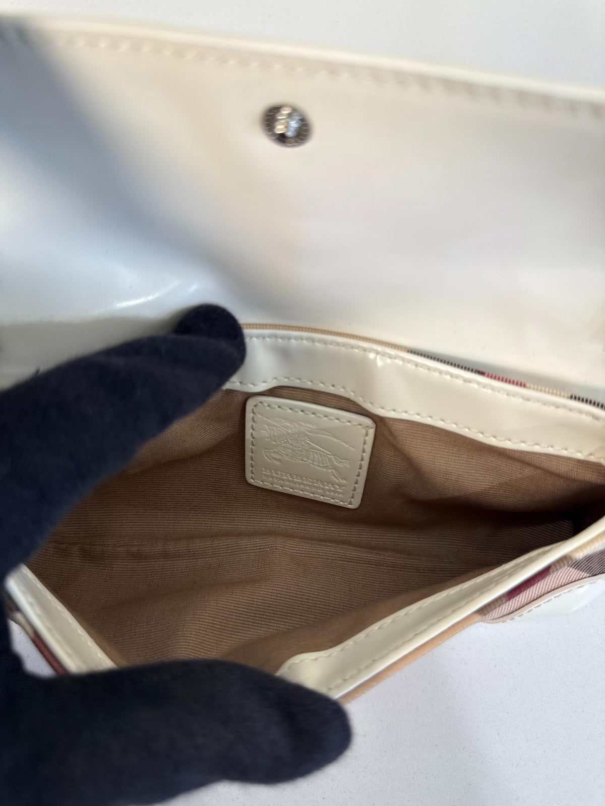 Burberry Beige/White Nova Check Canvas and Leather Mini Pochette