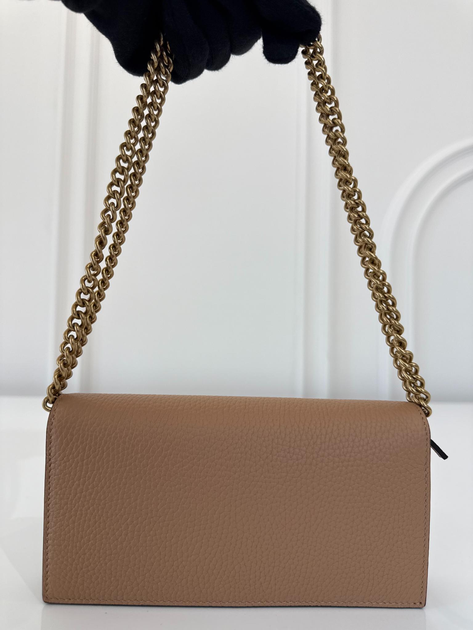 Gucci Interlocking G Python Bow Beige Leather Wallet on Chain