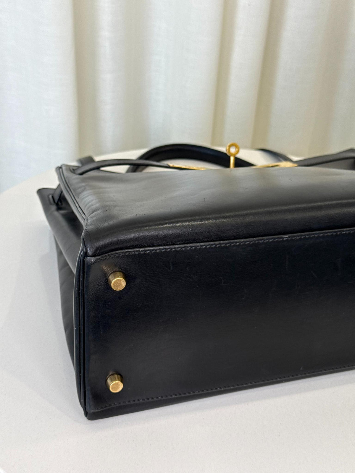Hermès Vintage Kelly 35 Retourne Black Box GHW