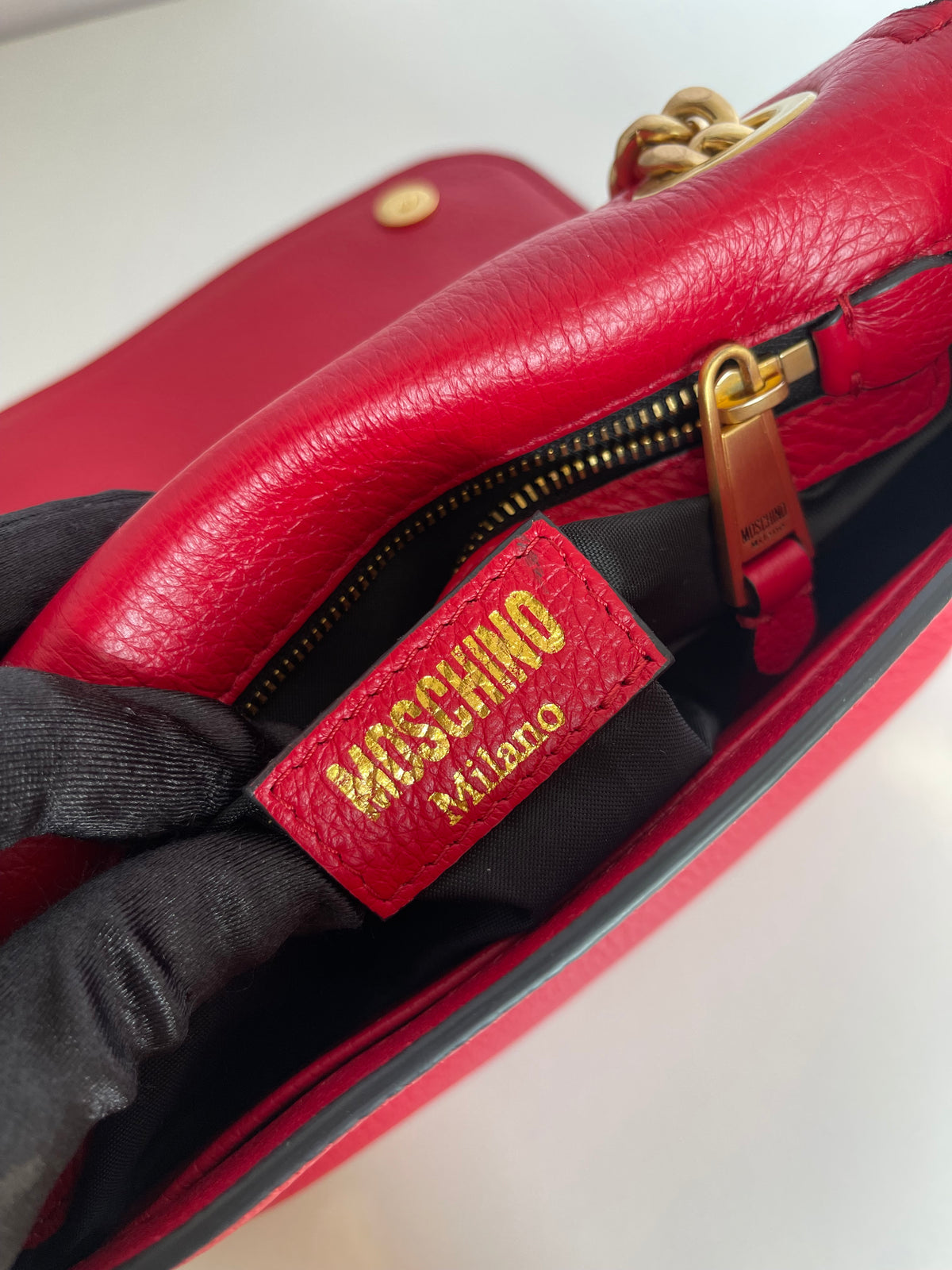 Moschino Fire Red Gold Crossbody Bag