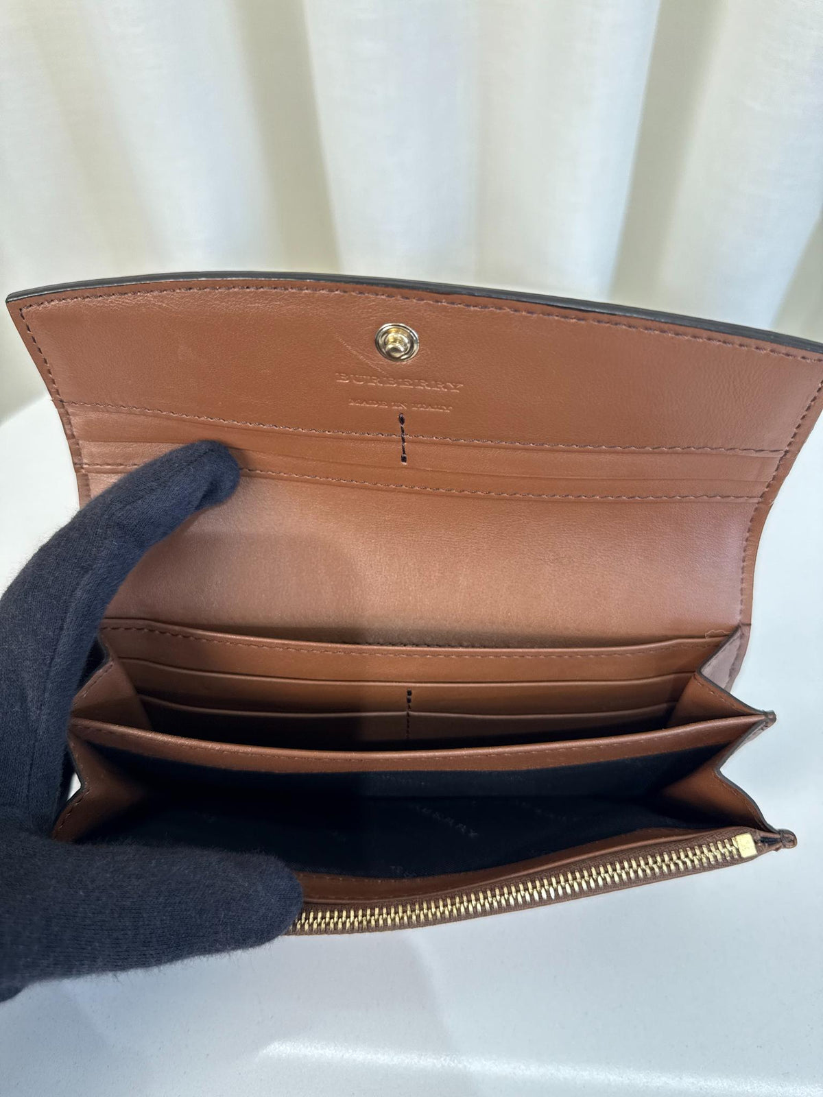 Burberry Brown Leather/Beige House Check Porter Continental Wallet