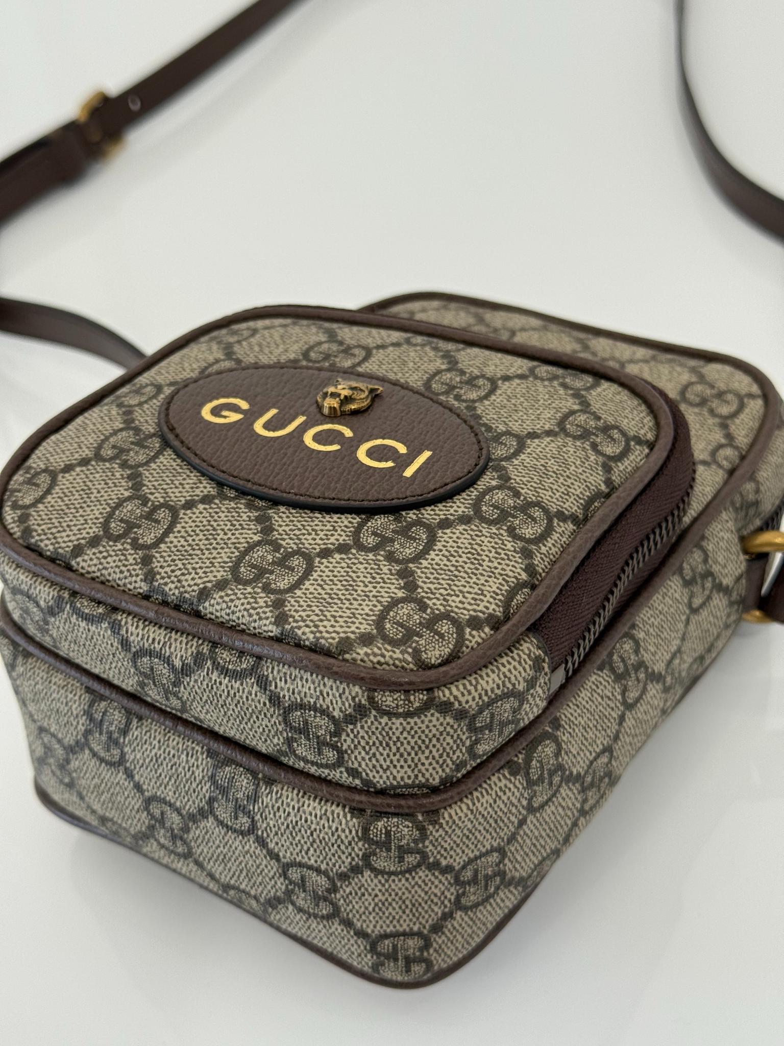 Gucci Beige/Ebony GG Supreme Canvas Neo Vintage Mini Crossbody Bag