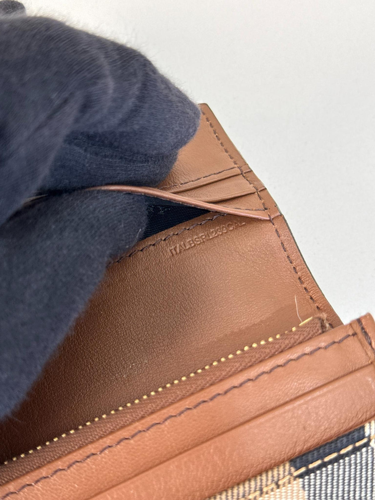 Burberry Brown Leather/Beige House Check Porter Continental Wallet