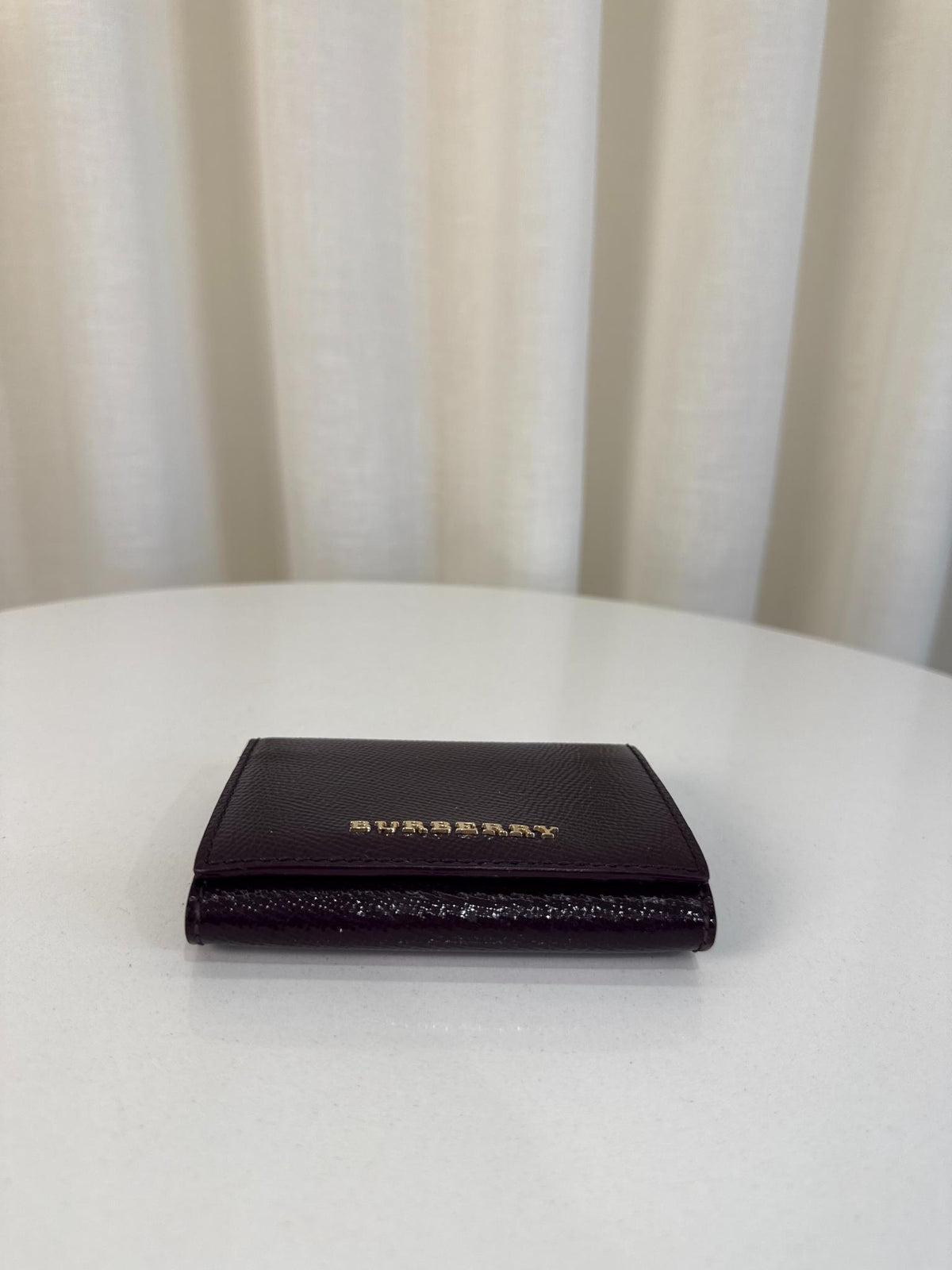 Burberry Black Grainy Leather Small Tri-Fold Wallet