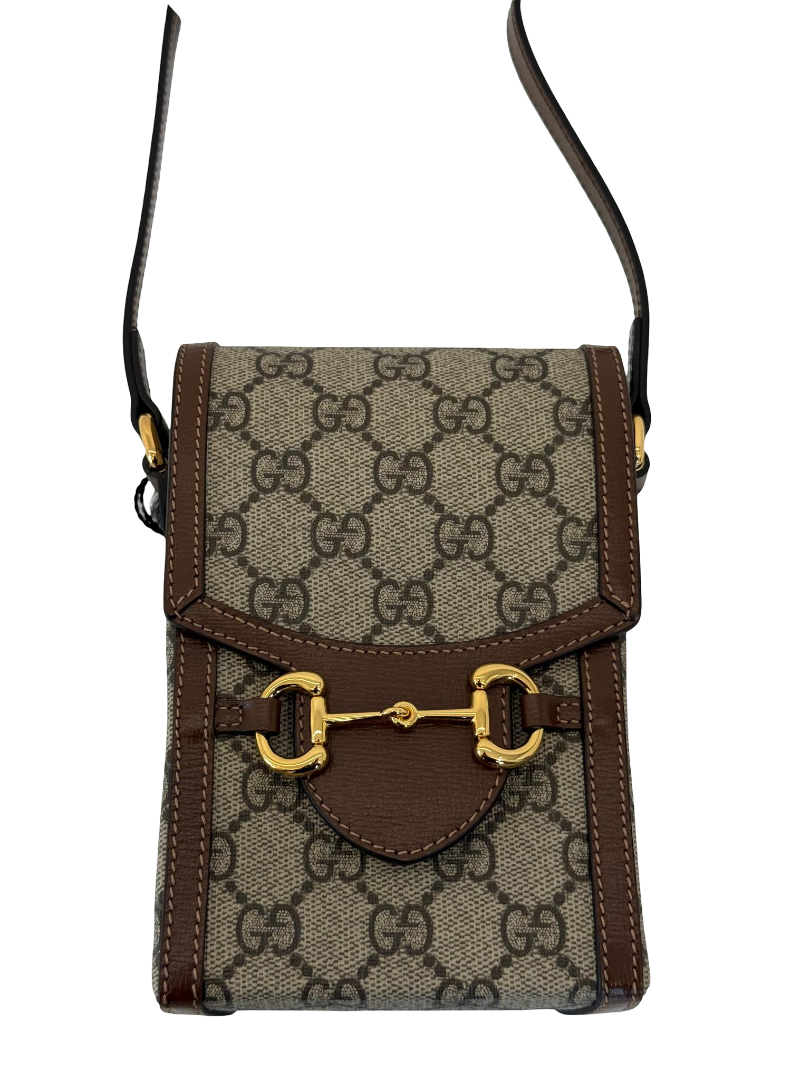 Gucci Horsebit 1955 Beige/Ebony GG Supreme Canvas Mini Crossbody Bag