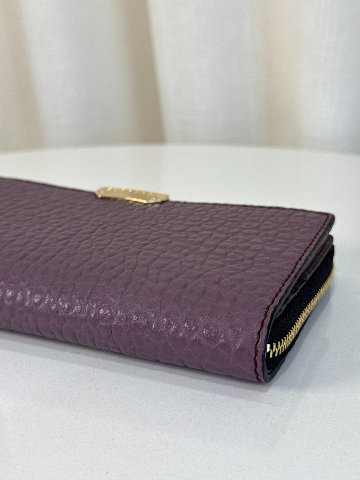 Burberry Purple Grained Leather Madison Continental Wallet