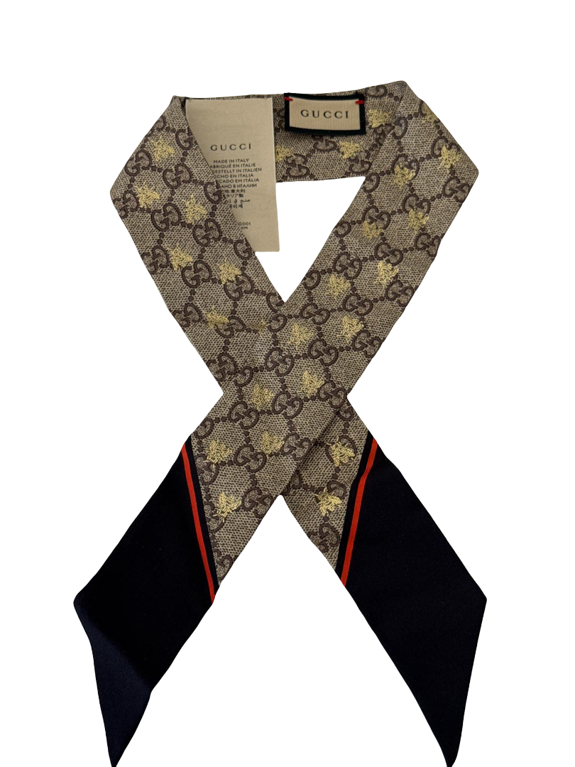 Gucci GG Bees Silk Neck Bow