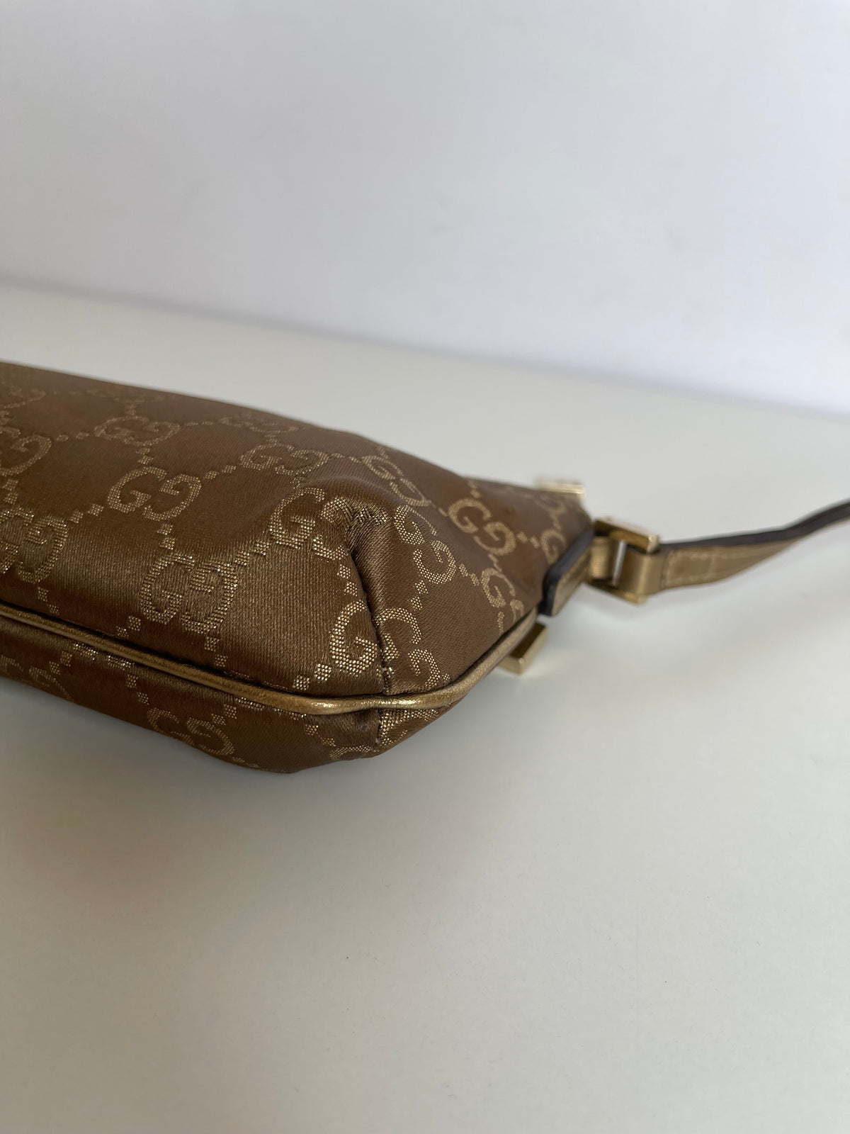 Gucci Brown GG Nylon and Leather Princy Wristlet Clutch
