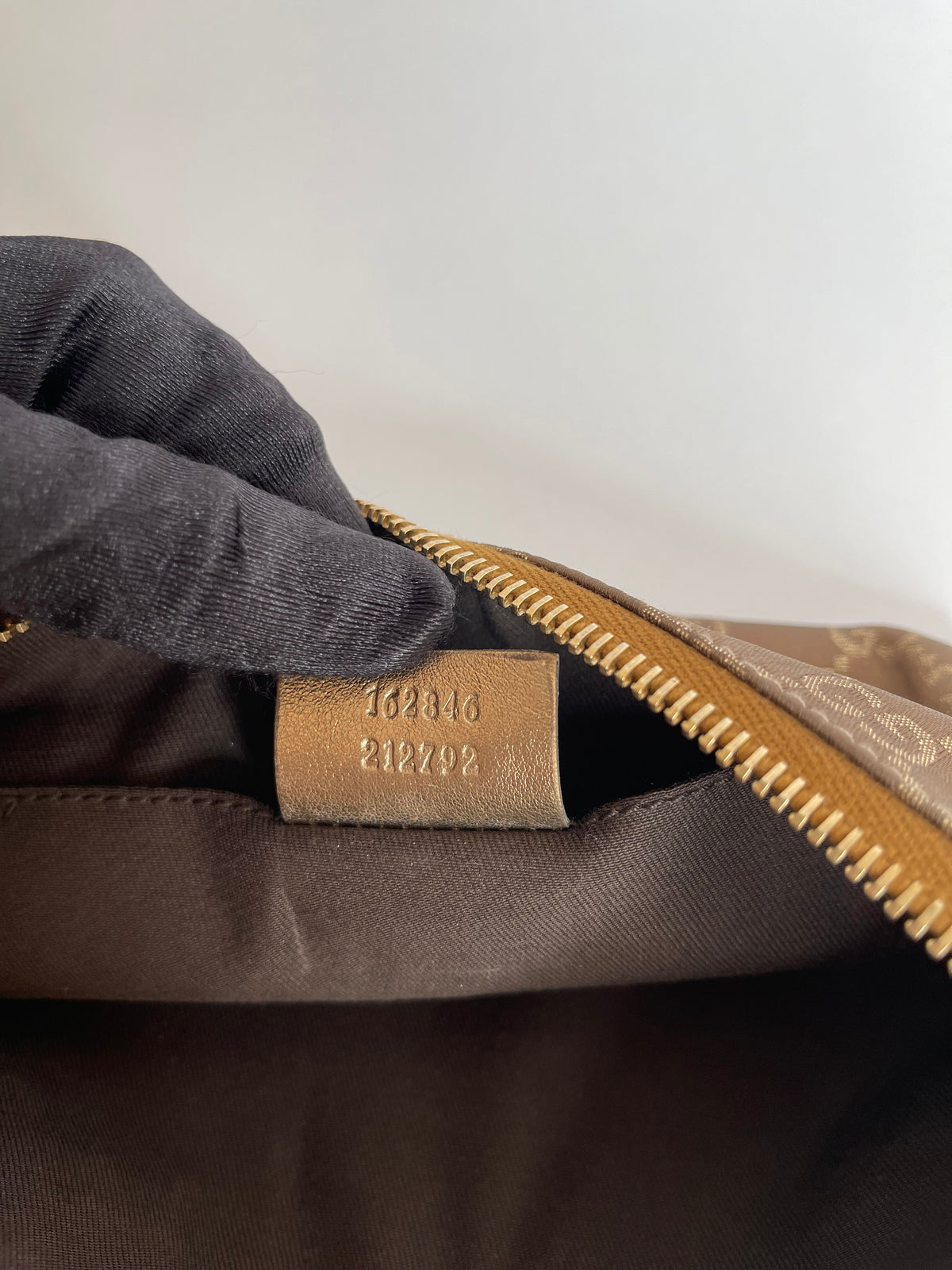 Gucci Brown GG Nylon and Leather Princy Wristlet Clutch