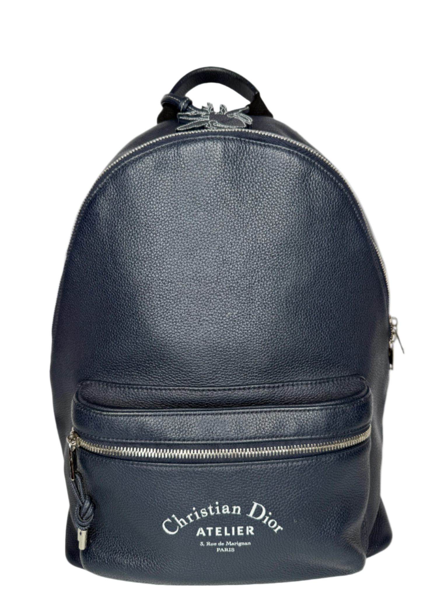 Dior Homme Atelier Logo Leather Backpack Navy Blue