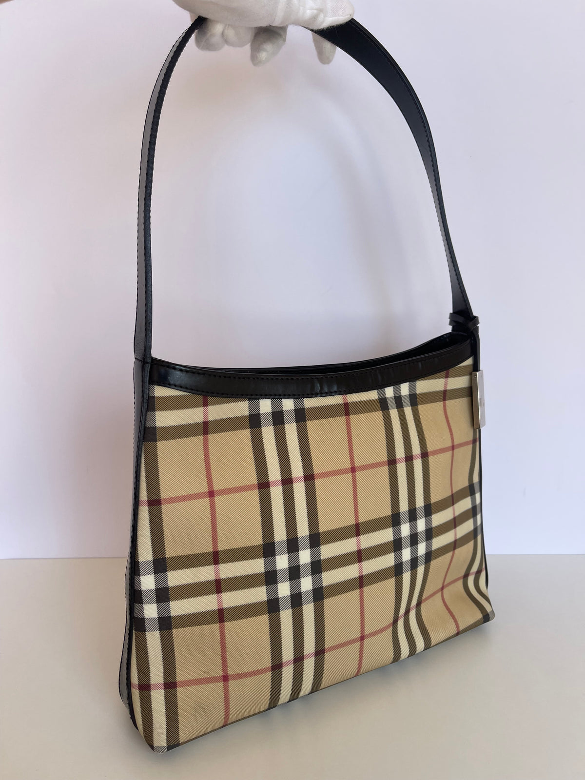 Burberry Beige Nova Check Canvas Shoulder Bag
