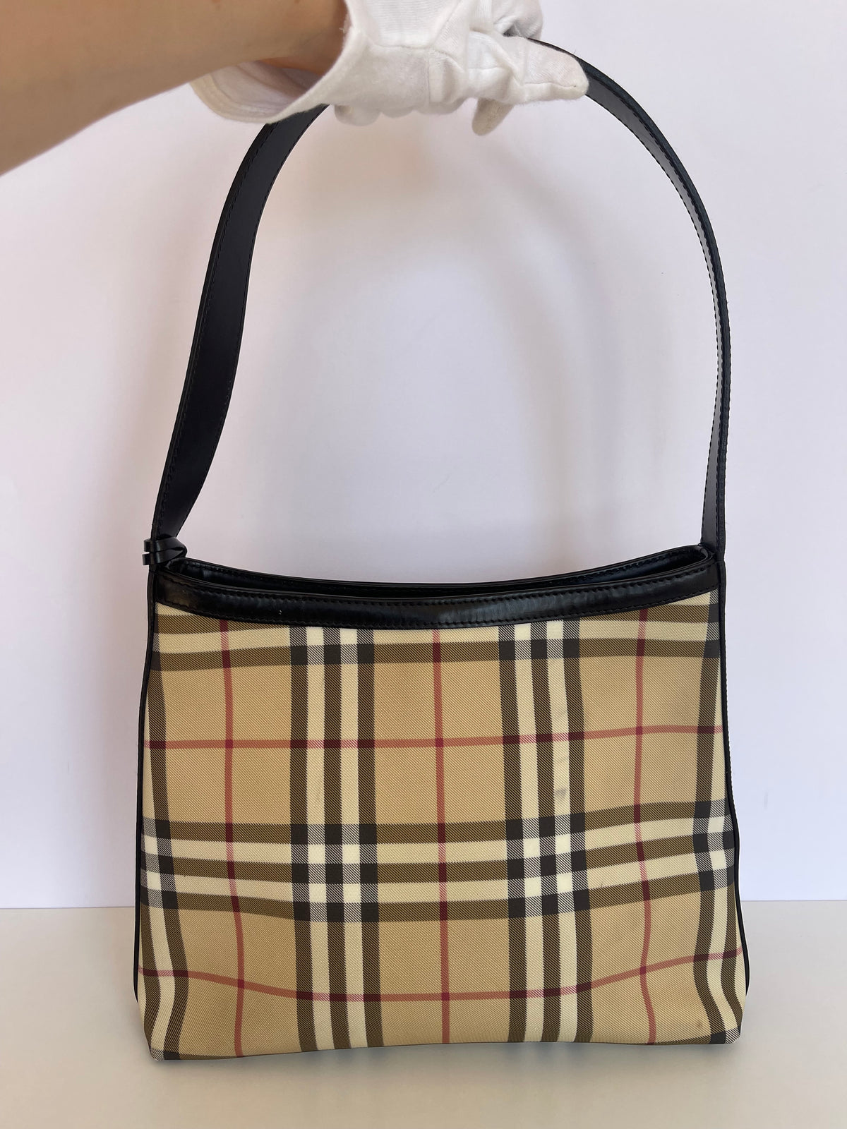 Burberry Beige Nova Check Canvas Shoulder Bag