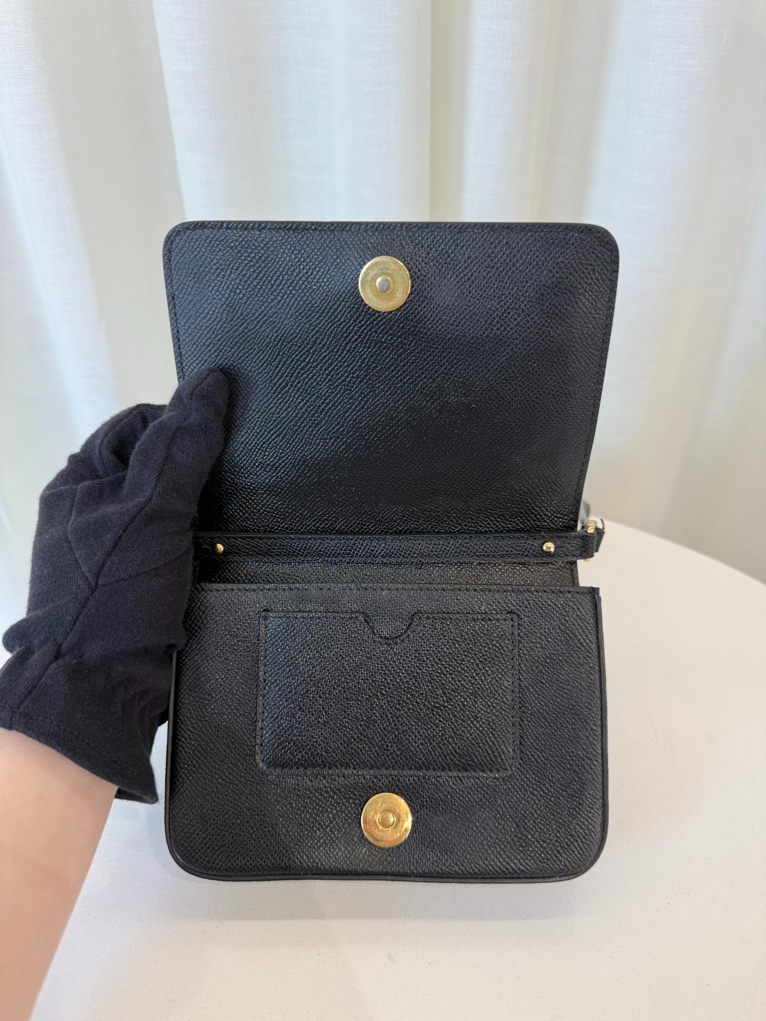 Dolce Gabbana Black Dauphine Leather Crossbody Bag