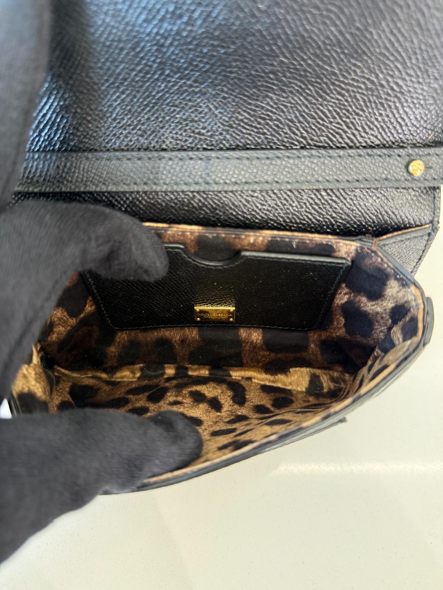 Dolce Gabbana Black Dauphine Leather Crossbody Bag