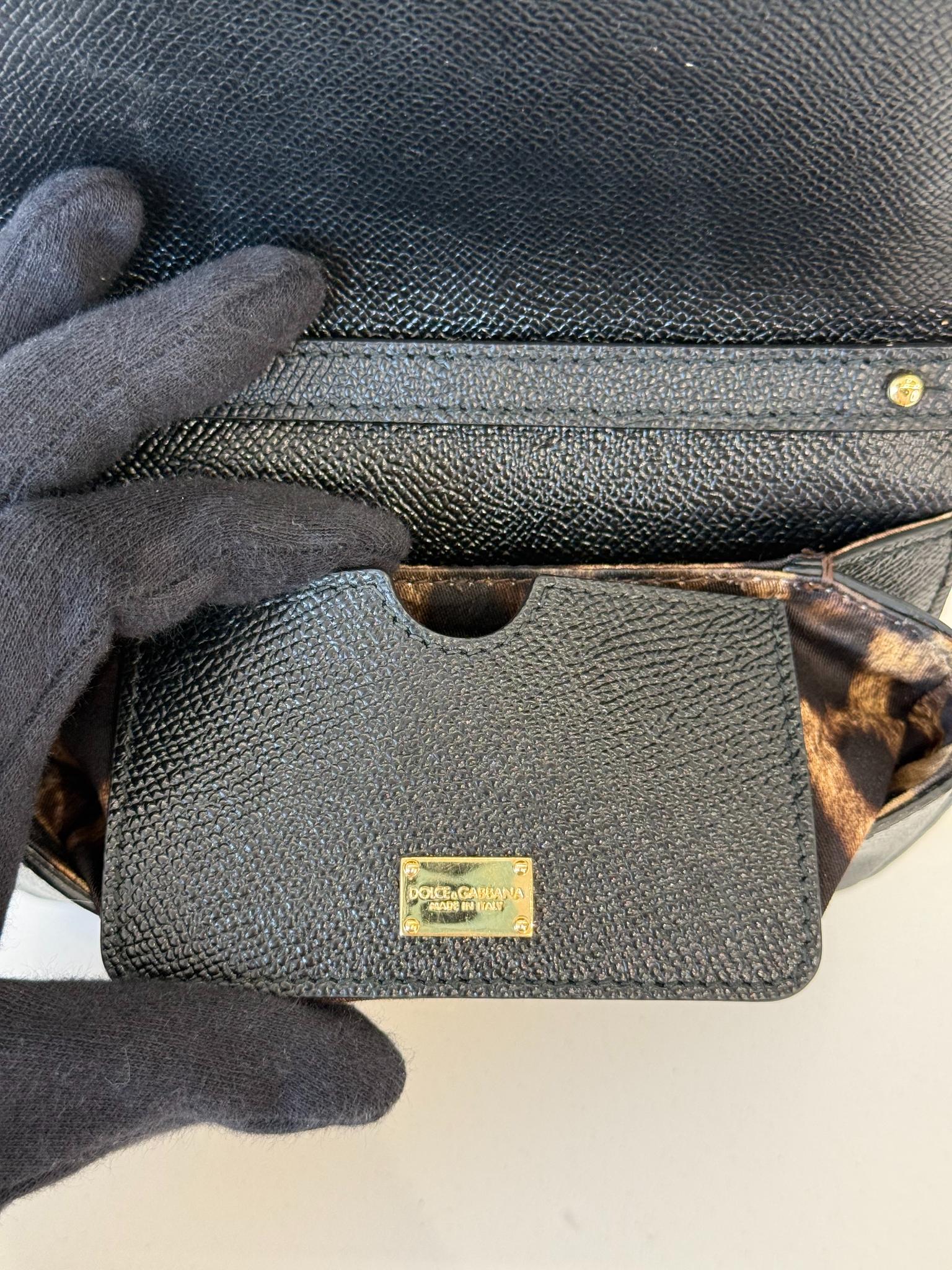 Dolce Gabbana Black Dauphine Leather Crossbody Bag