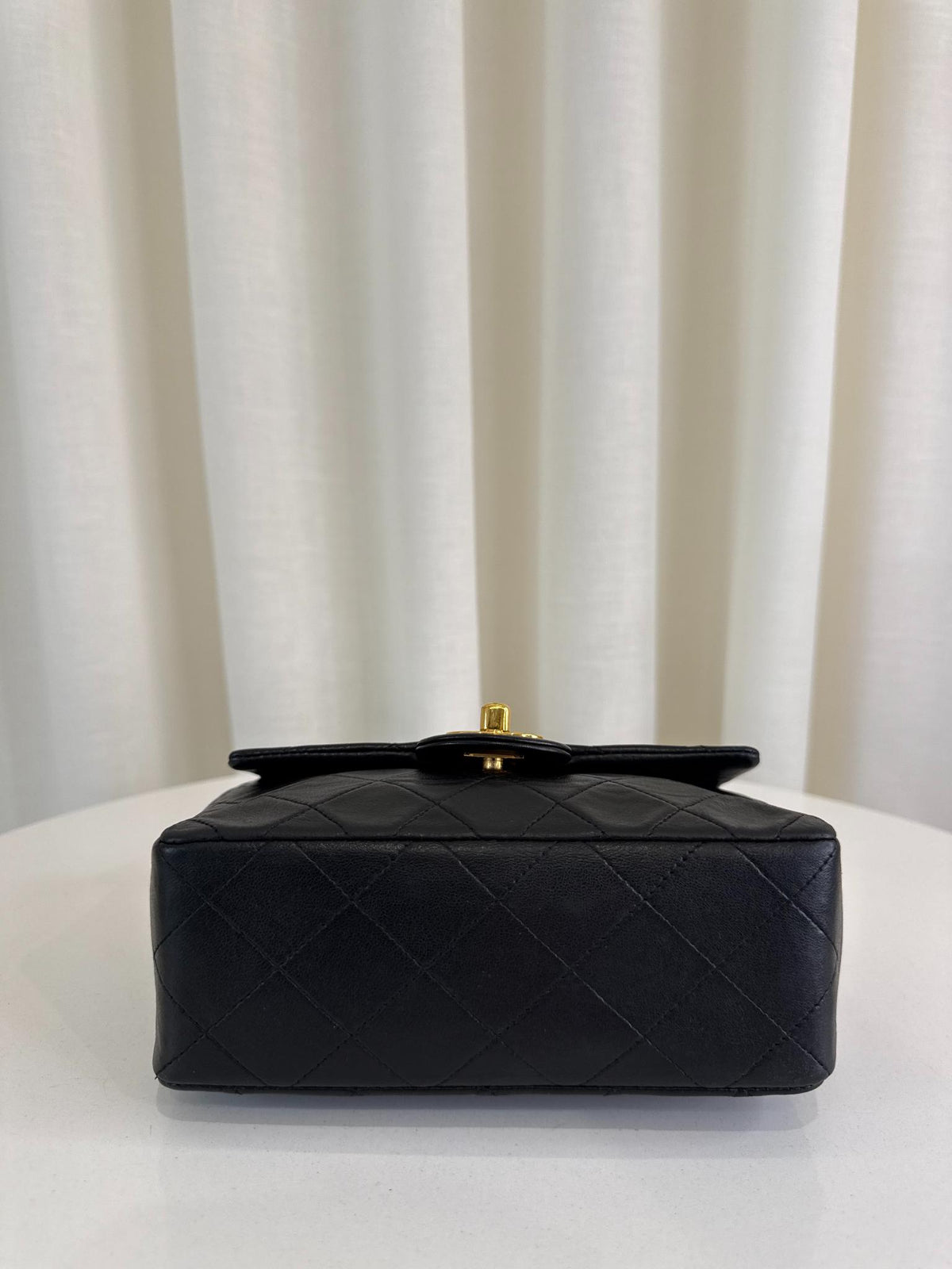 Chanel Classic Mini Square Black Quilted Lambskin Leather Flap Bag