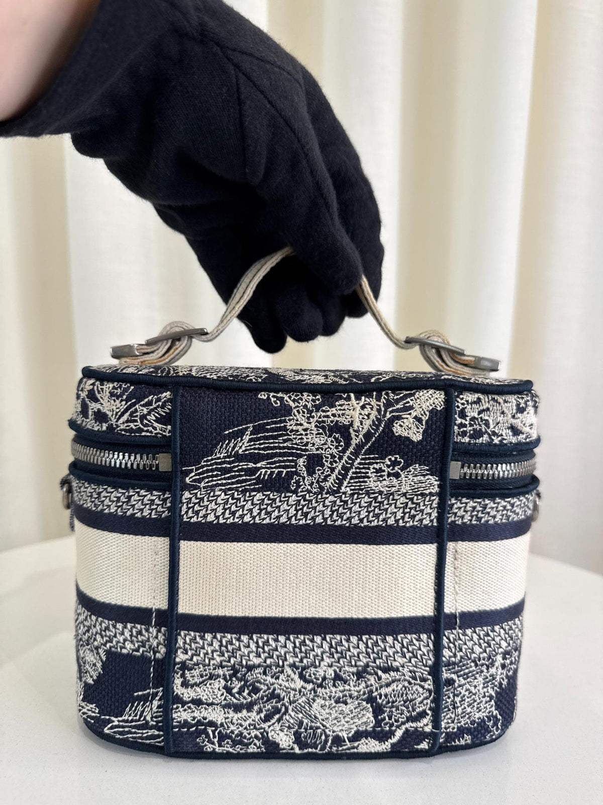 Christian Dior Toile de Jouy DiorTravel Vanity Case Blue Embroidered Canvas