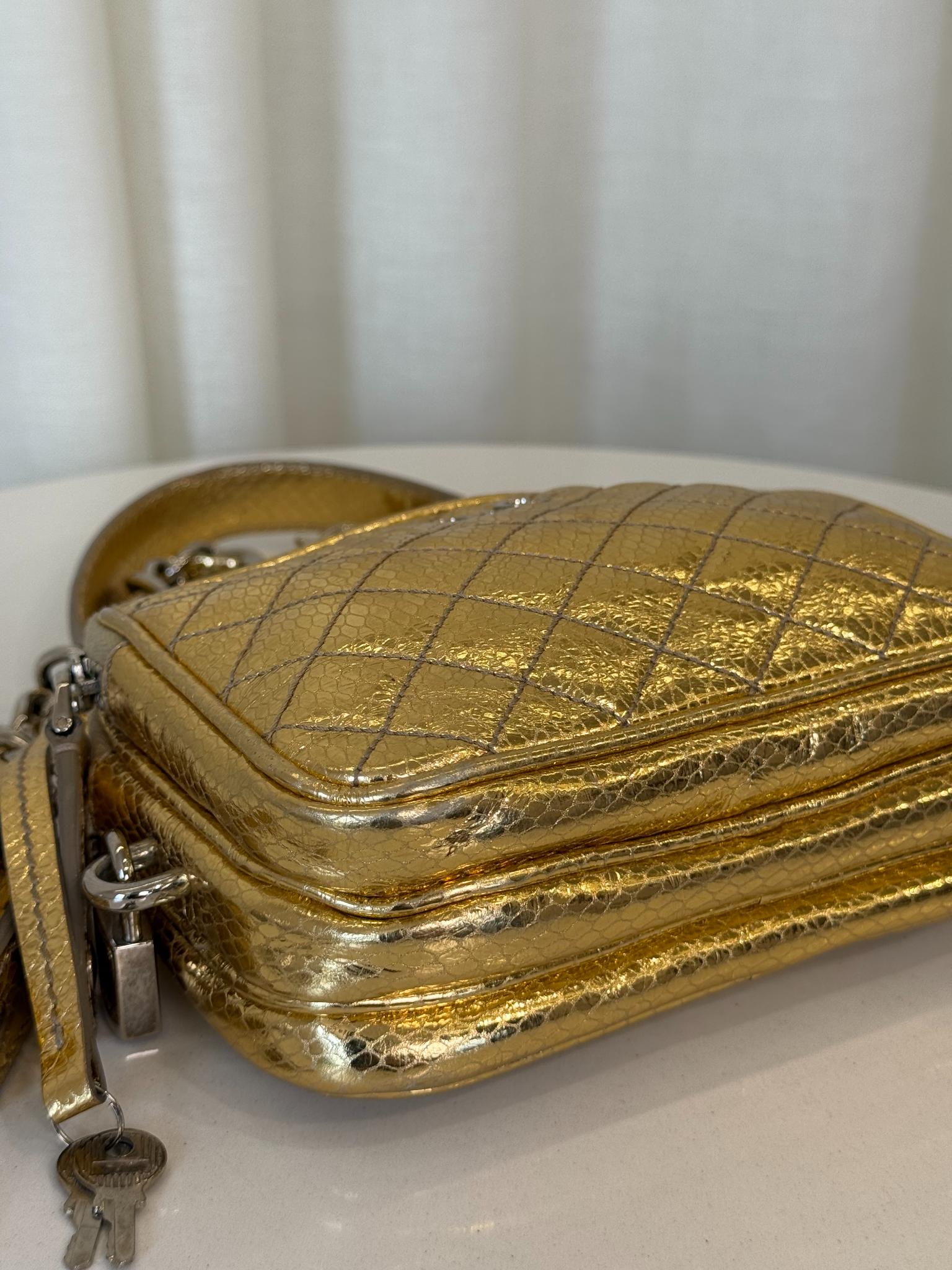 Dolce Gabbana Lily Glam Metallic Gold Camera Bag